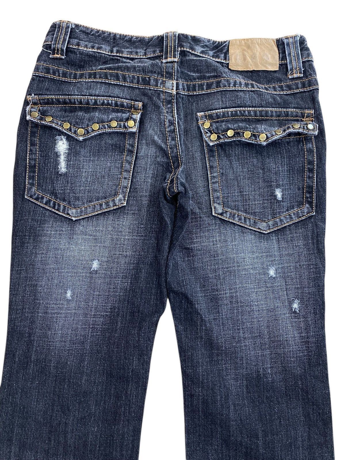 Japanese Brand Japanese Brand Beast Faded Wash Studded Ripped Flare Jeans Size US 30 / EU 46 - 4 Thumbnail