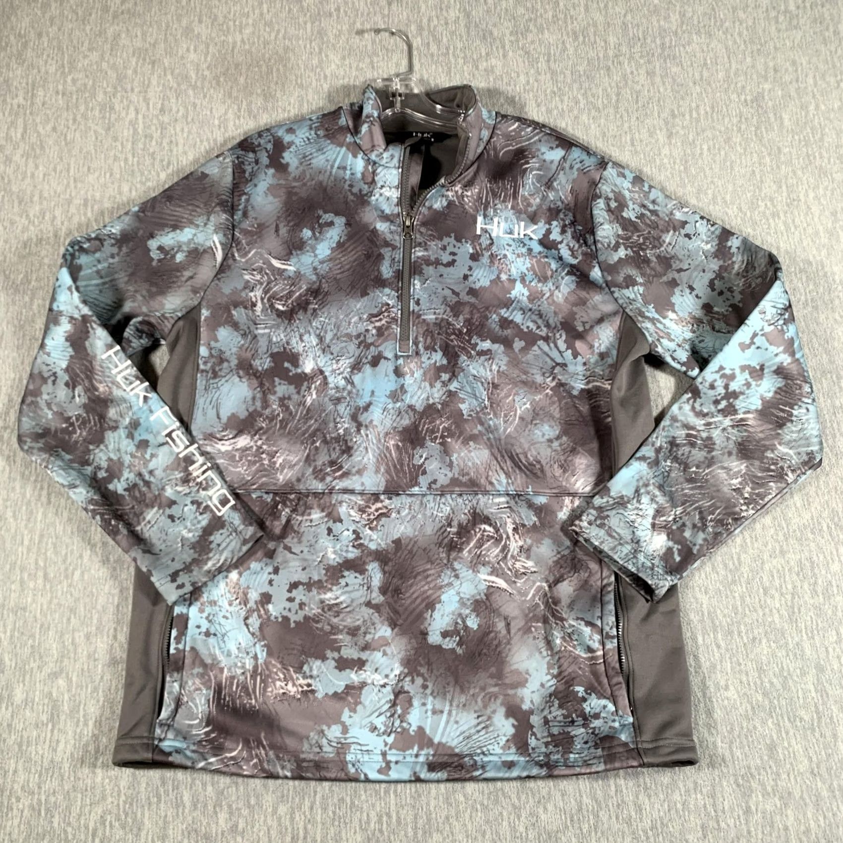 Vintage Huk Shirt Mens Medium Blue Gray Camo Quarter Zip Pullover Performance Fishing Size US M / EU 48-50 / 2 - 2 Thumbnail