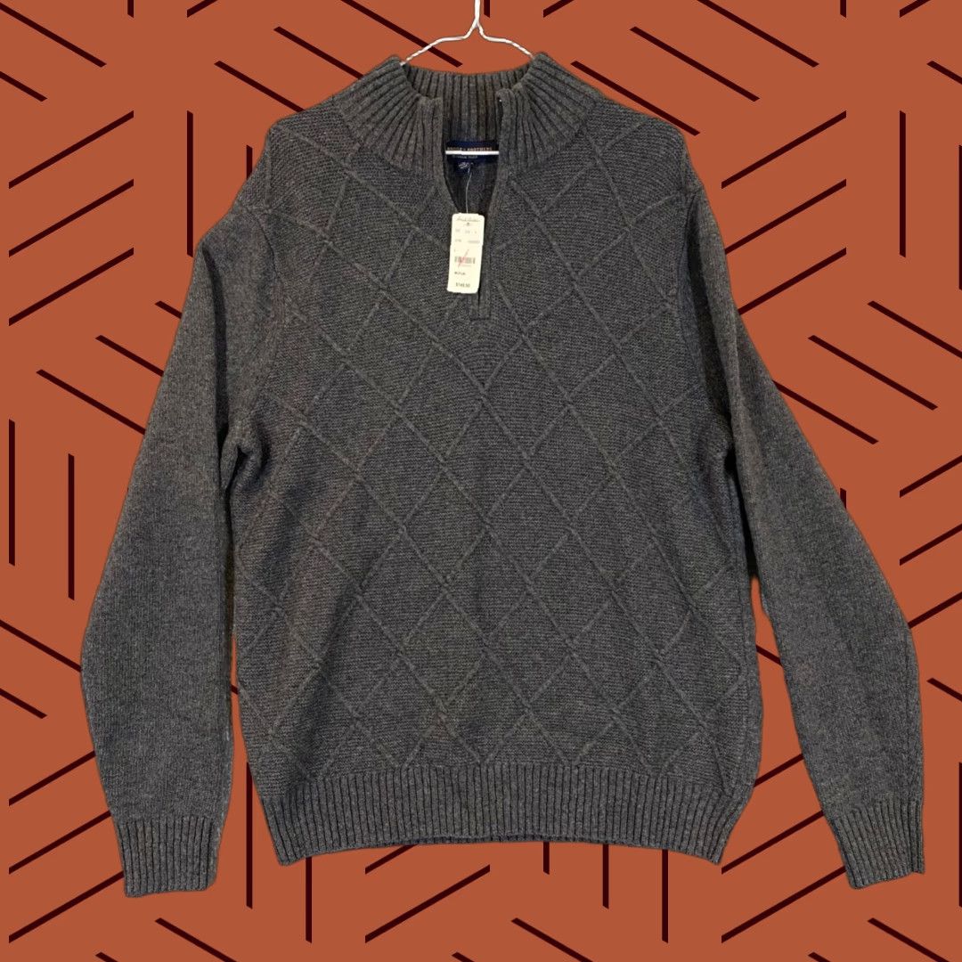 Brooks Brothers Brooks Brothers Sweater Mens Medium Gray Italian Yarn Argyle 1/4 Zip NEW Size US M / EU 48-50 / 2 - 1 Thumbnail