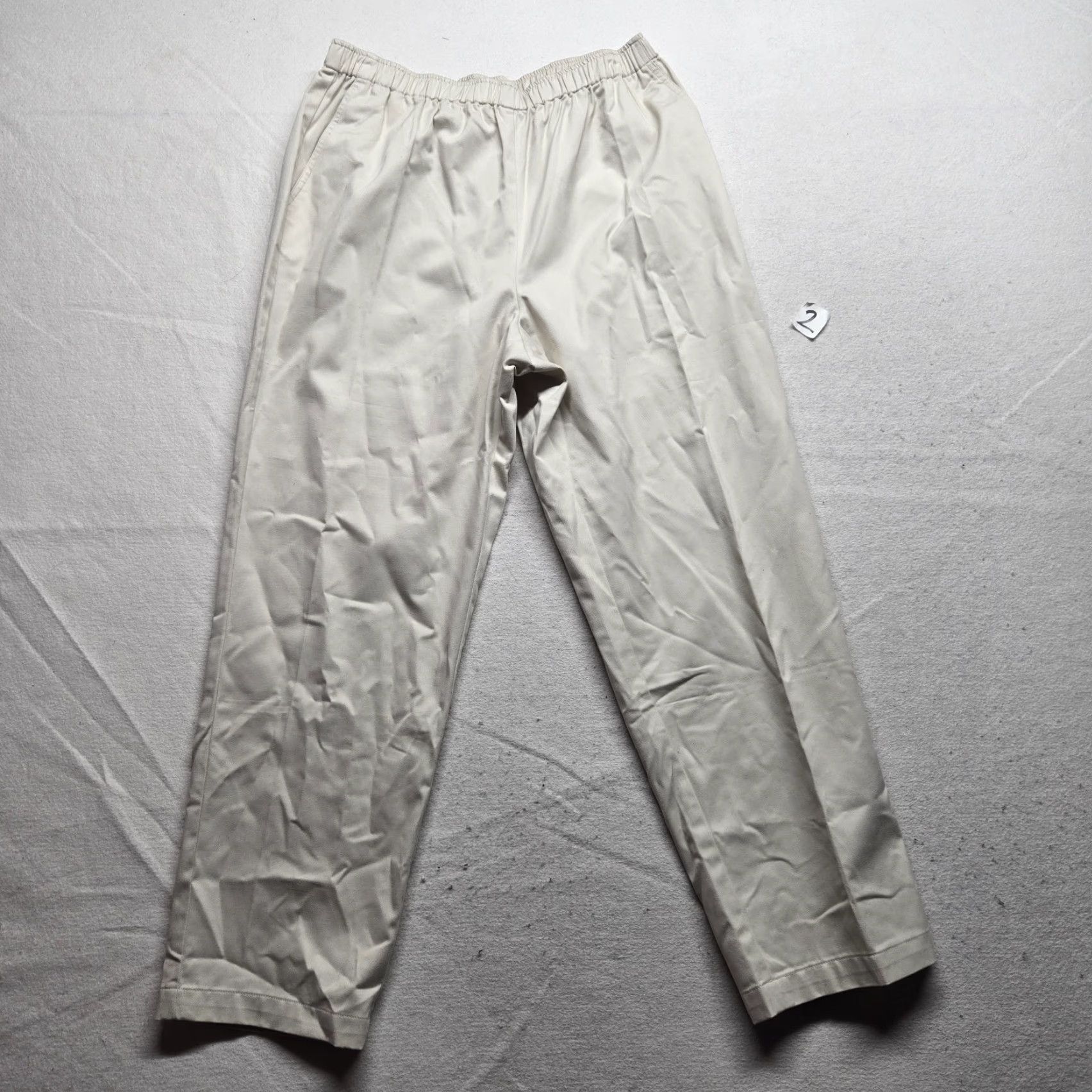 Vintage Appleseeds Pants Solid Tan Linen Blend Relaxed Dress Work Women's 14P Petite Size 36" / US 14 / IT 50 - 2 Thumbnail