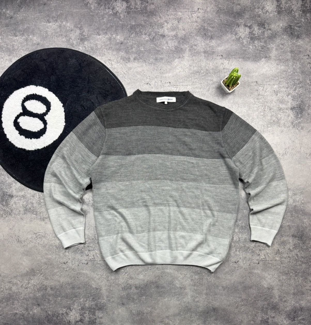 Comme des Garcons SHIRT Comme des Garçons SHIRT Gradient Striped Sweater Grey Sz L Size US L / EU 52-54 / 3 - 1 Thumbnail