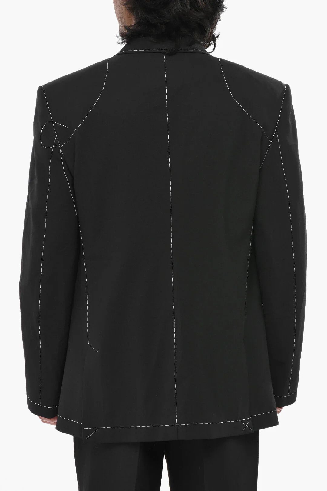 Off-White og1mm0426 Embroidered Cotton Double-Breasted Blazer in Black Size US L / EU 52-54 / 3 - 2 Thumbnail