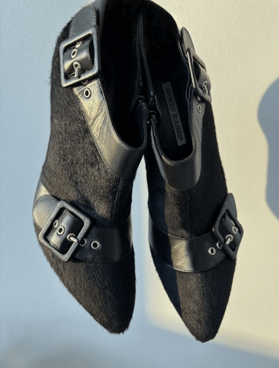 Manolo Blahnik Manolo Blahnik Black Haircalf Buckle Ankle Booties Size 38.5 Size US 8.5 / IT 38.5 - 2 Thumbnail