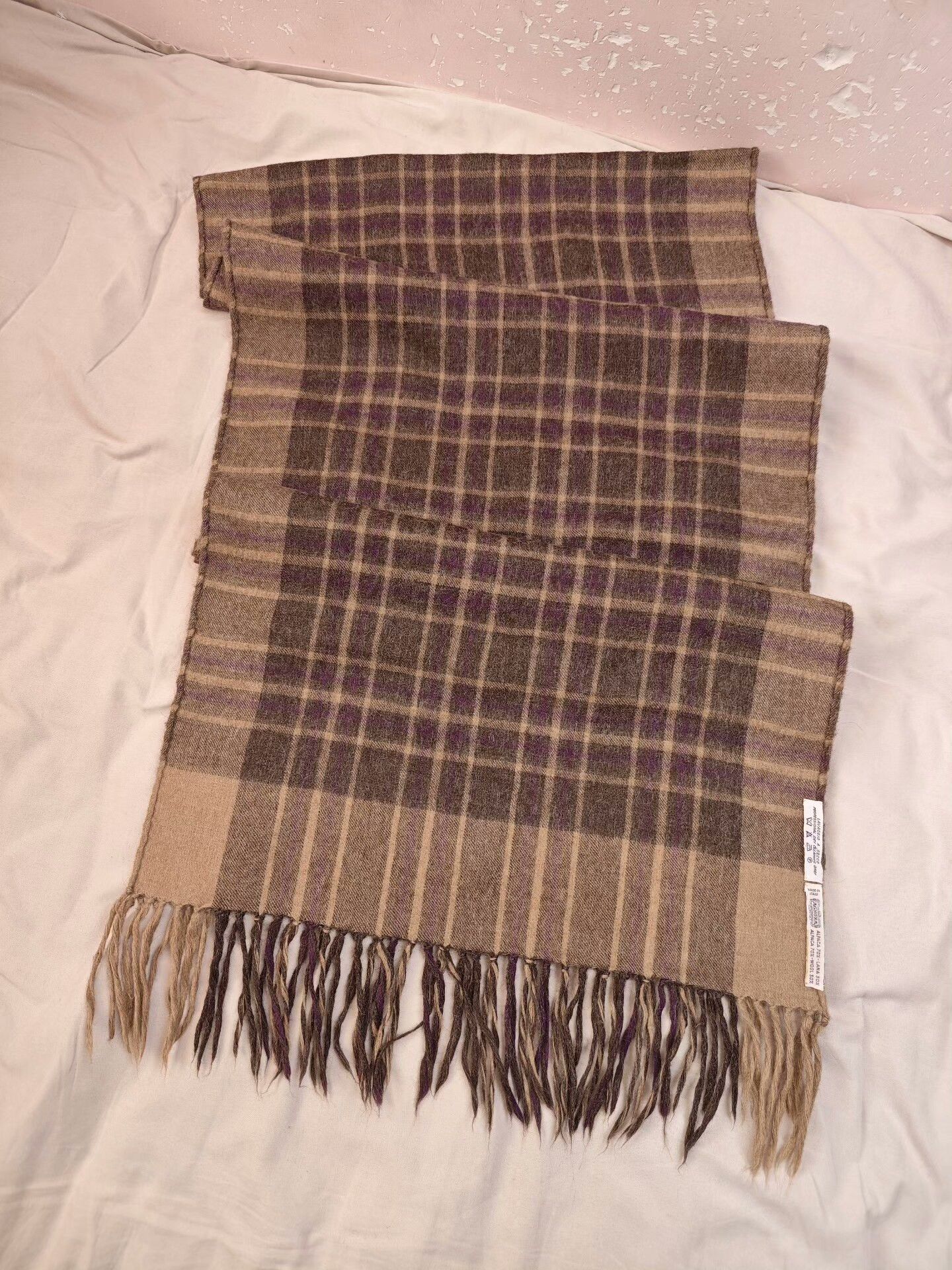 Agnona AGNONA Alpaca Wool Scarf in Brown Plaid Size ONE SIZE - 1 Thumbnail