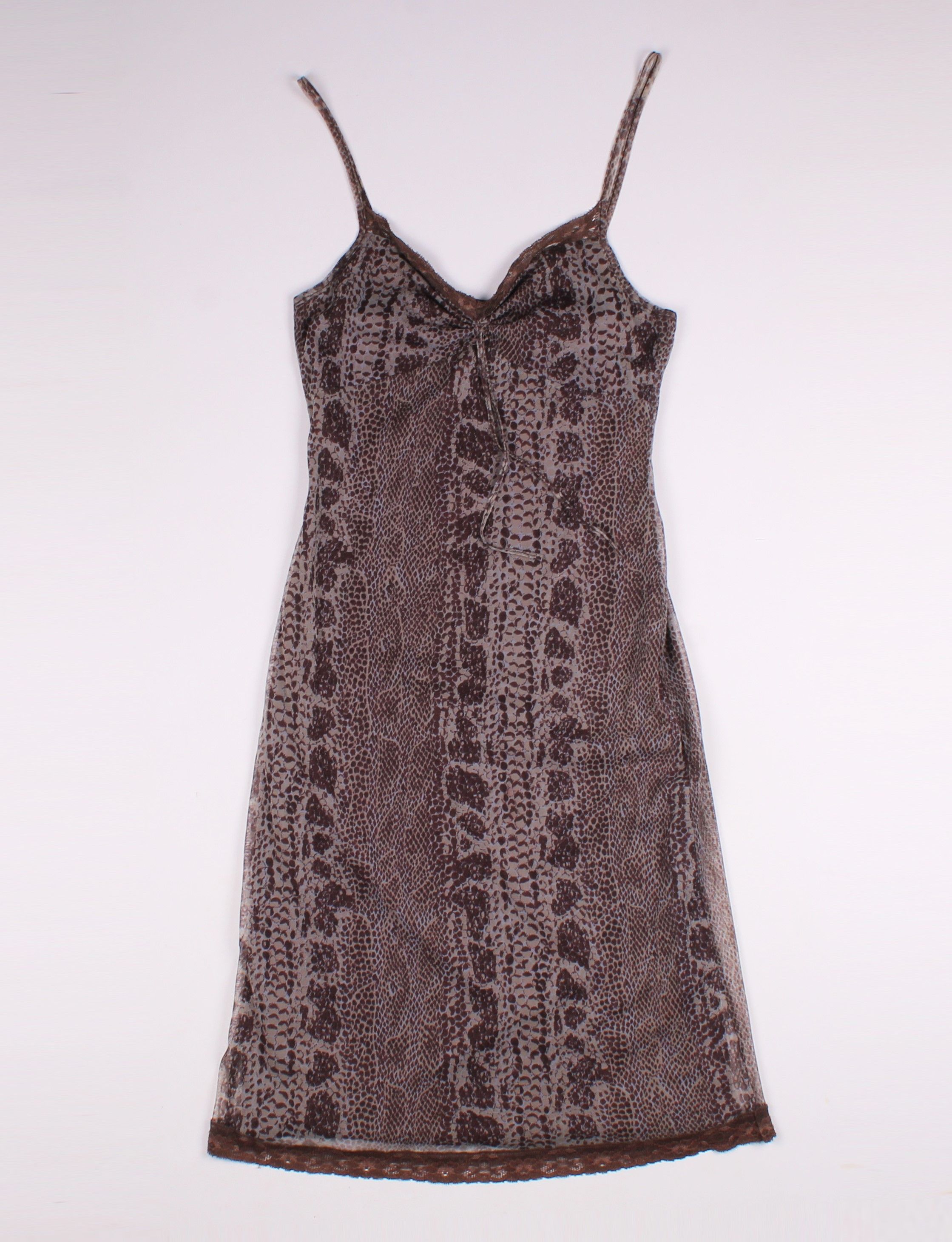 Vintage Vintage NAF NAF Snakeskin Print Y2K Mesh Slip Dress Size S / US 4 / IT 40 - 4 Thumbnail