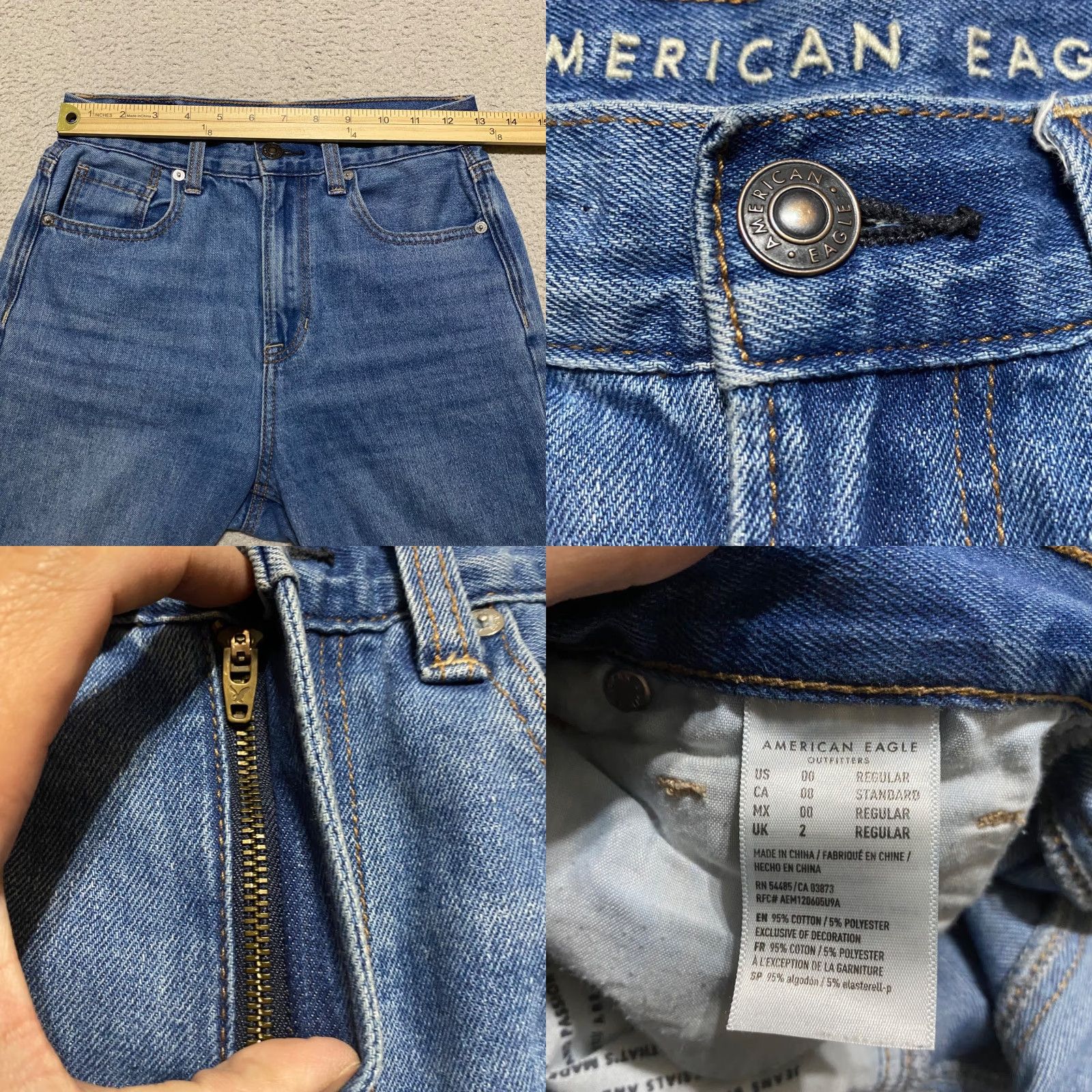 American Eagle Outfitters VINTAGE American Eagle Outfitters Mom Jeans Womens 00 Blue Denim Medium Wash Distressed Raw Hem 5-Pocket Design Womens Jeans Size 24" / US 00 / IT 34 - 8 Thumbnail