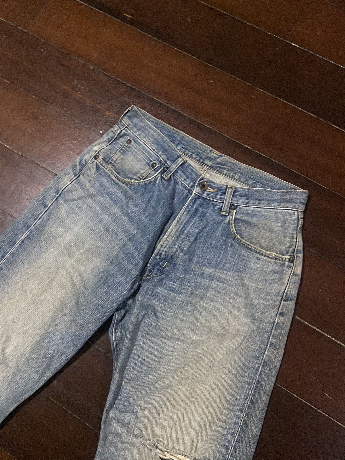 Edwin Vintage 90s Edwin 505 Selvedge Distressed Denim Jeans BAGGY Size US 32 / EU 48 - 6 Thumbnail