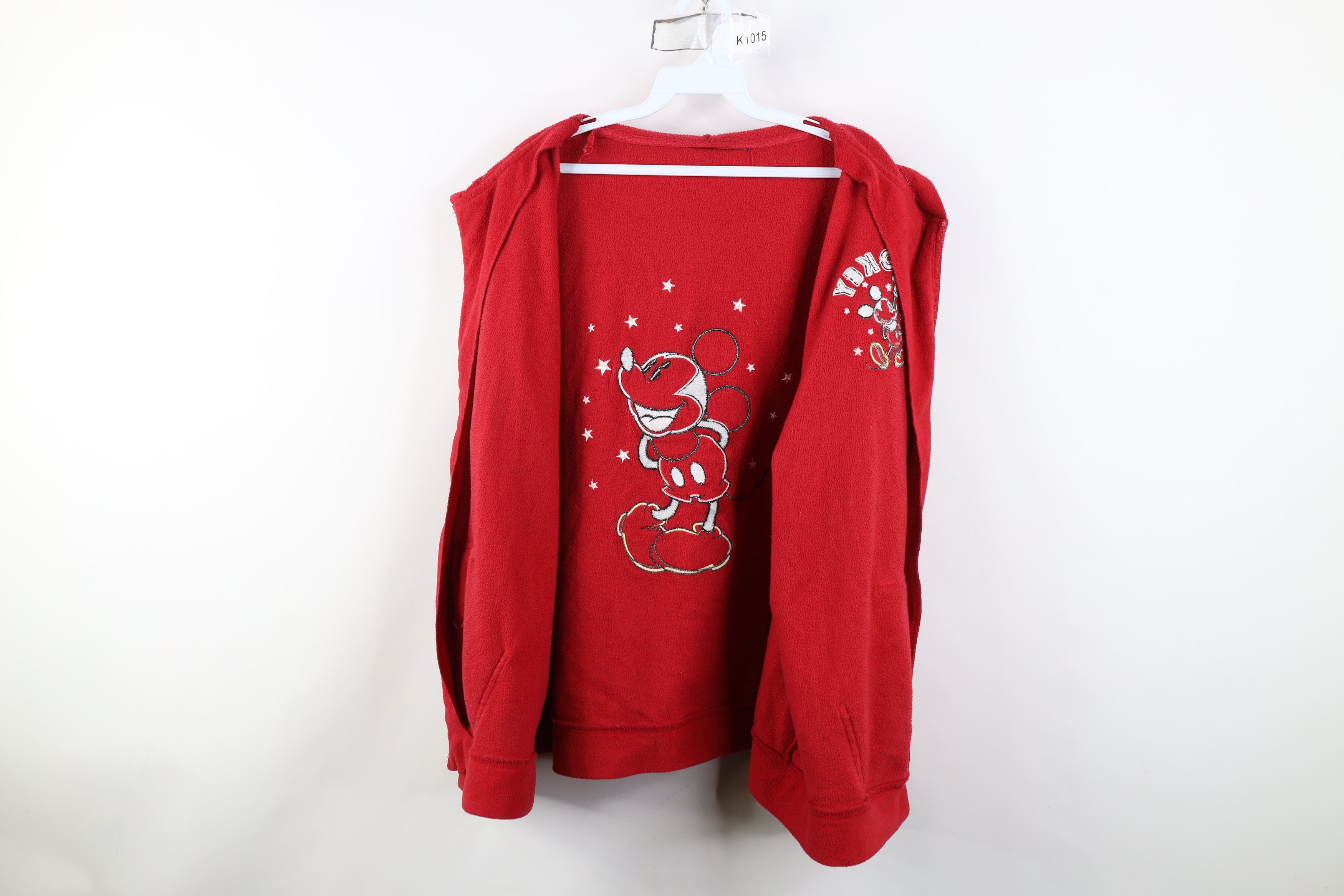 Disney Vintage 90s Disney Mickey Mouse Full Zip Fleece Hoodie Red Size 3XL / US 20-22 - 10 Thumbnail