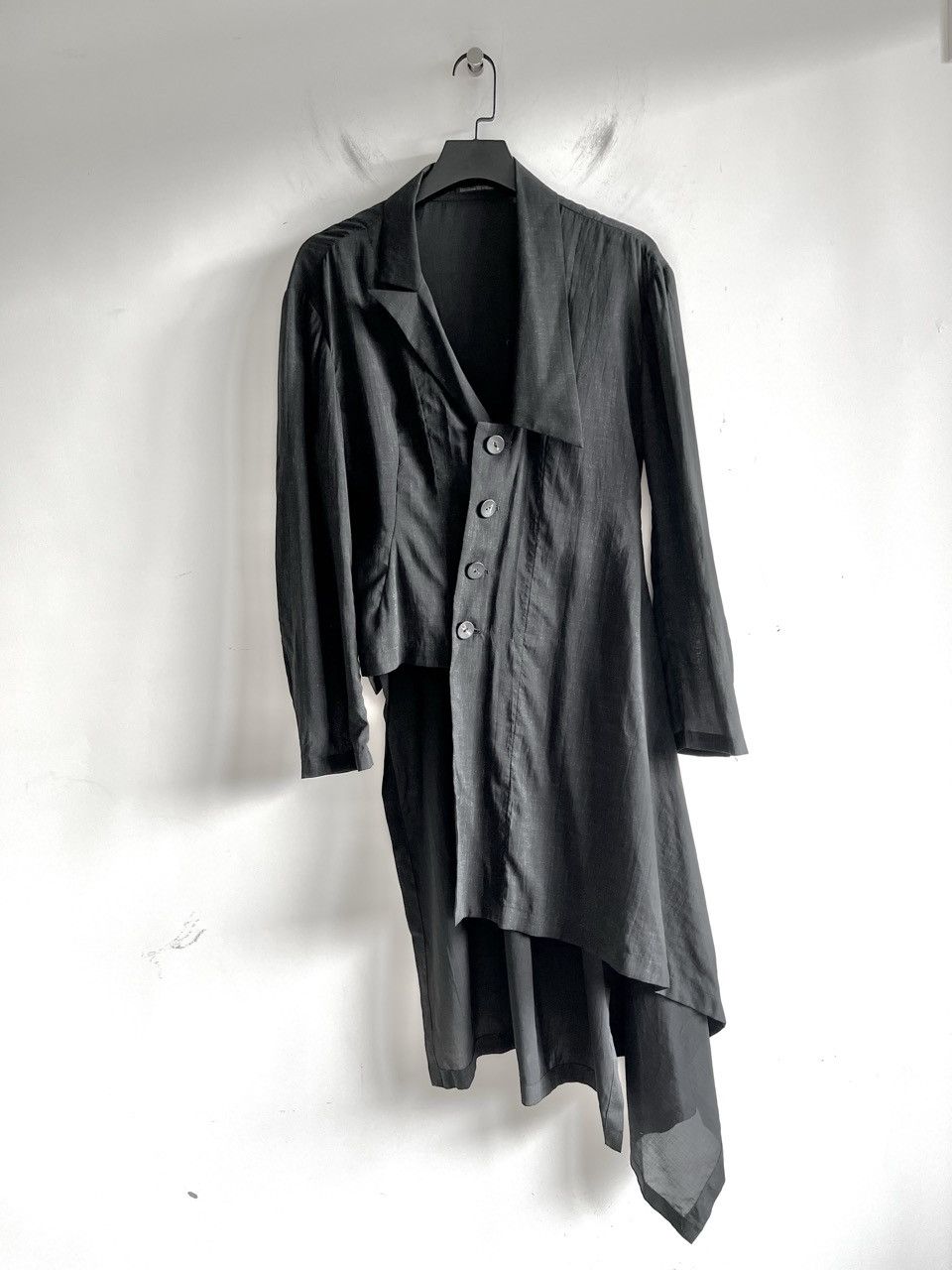 Yohji Yamamoto Yohji Yamamoto Femme - Tencel Asymmetric Long Shirt Jacket Size S / US 4 / IT 40 - 1 Thumbnail