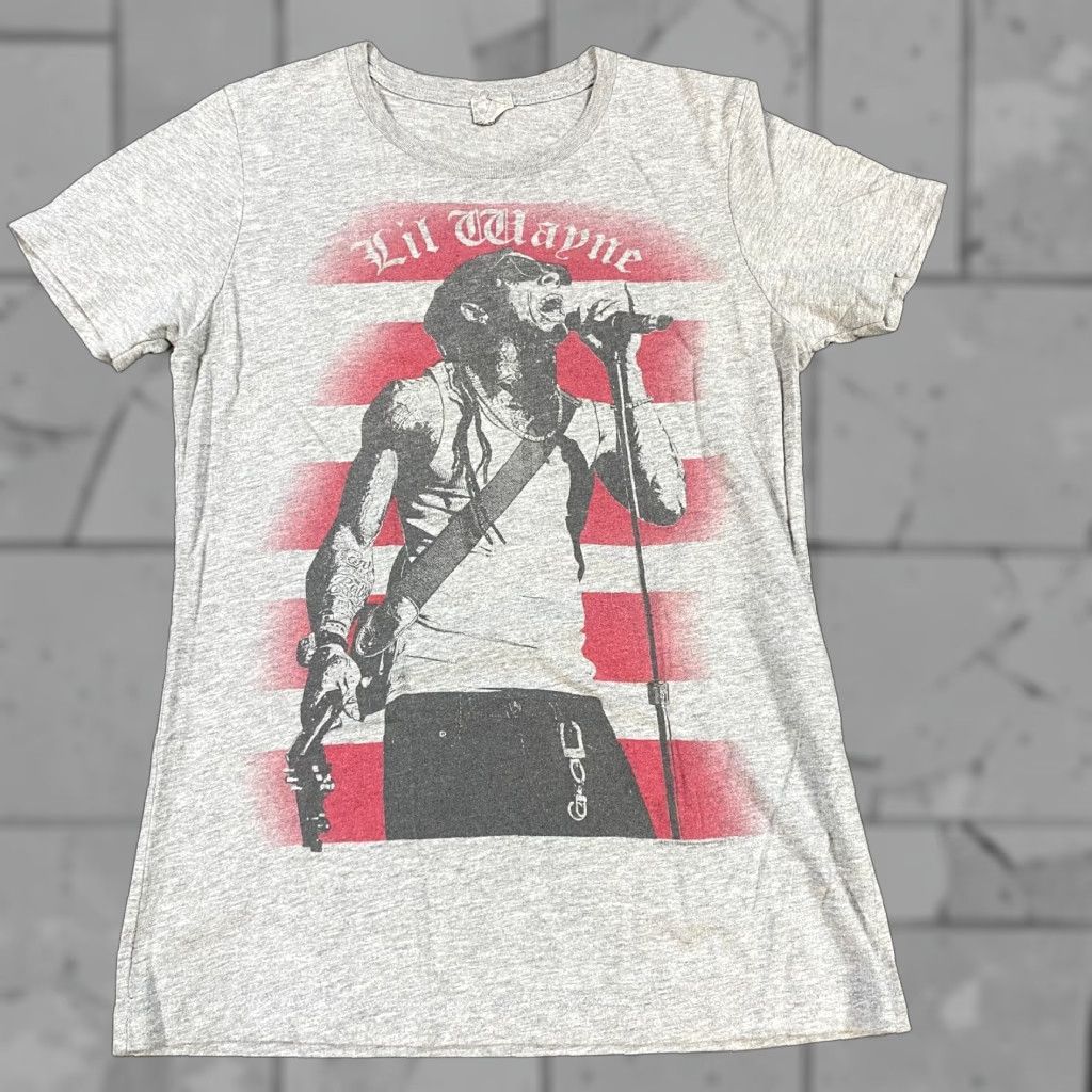 Vintage Lil Wayne T-Shirt S Gray Cotton Shirt Womens Short Sleeve Crew Neck Pullover Jersey 100% Cotton Basic Vintage: No Size S / US 4 / IT 40 - 1 Thumbnail