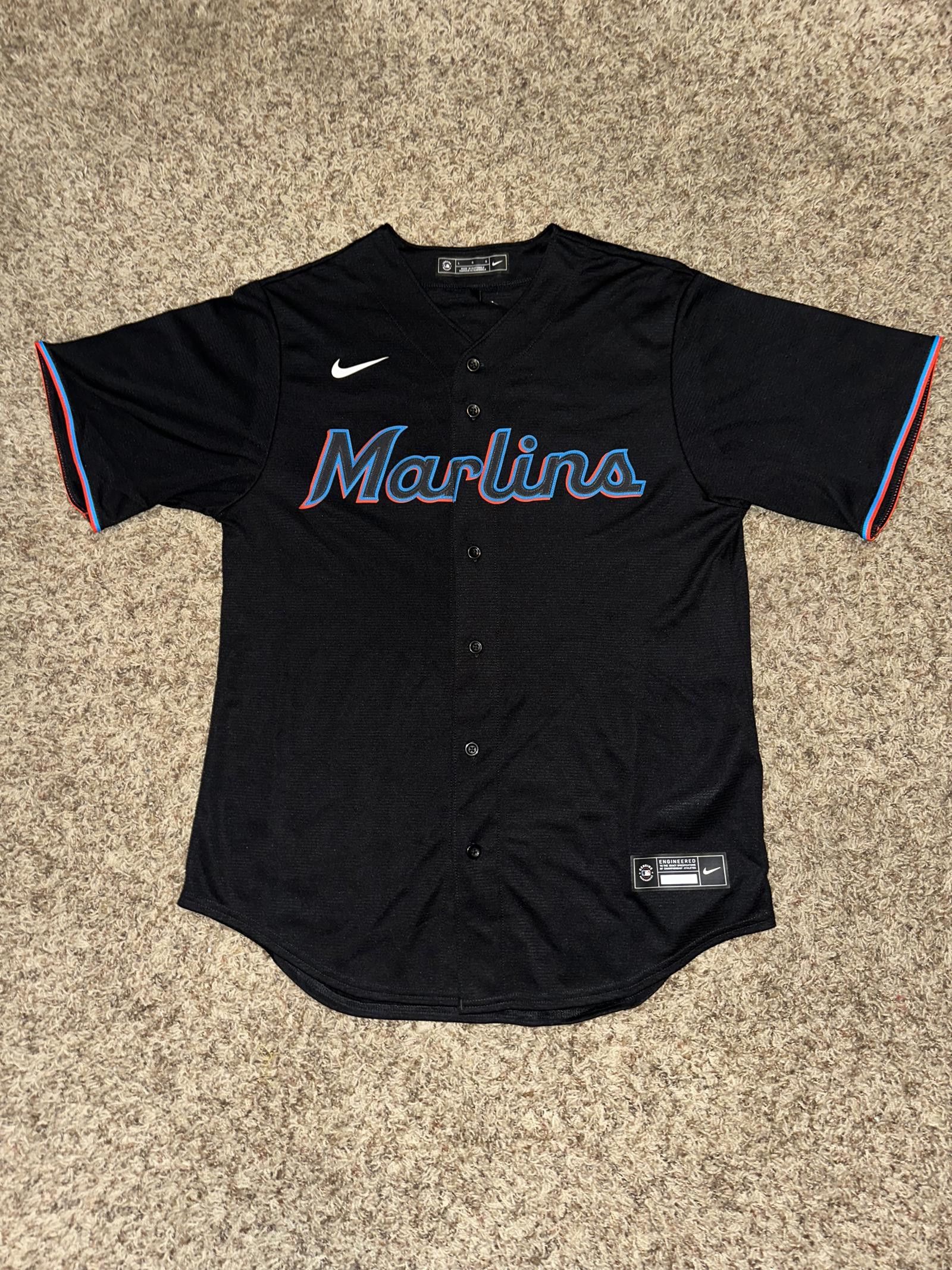 image of Men's Miami Marlins Nike Black Alternate Replica Team Jersey (Size Large)