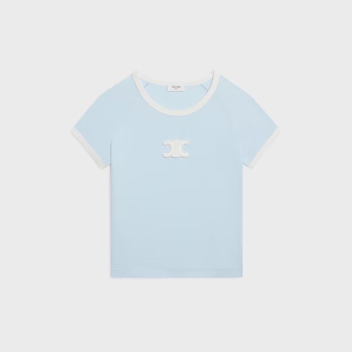 Celine os11x0526 Triomphe T-Shirt in Light Blue Size XS / US 0-2 / IT 36-38 - 1 Thumbnail