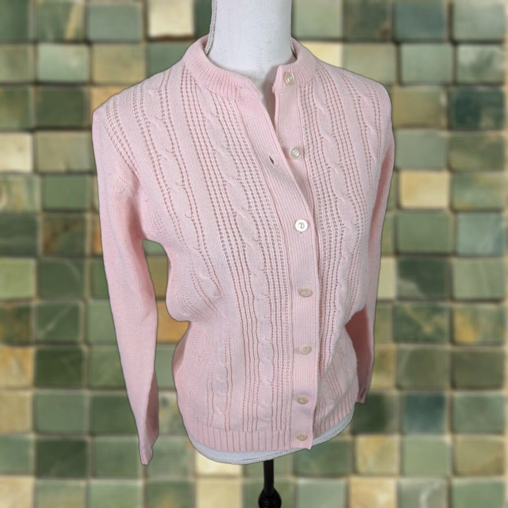 Pinko VINTAGE 80s Pink Cable Knit Cardigan Sweater Women’s Medium S12 Cottagecore Women Cardigan Pink 80s Vintage Size M / US 6-8 / IT 42-44 - 1 Thumbnail