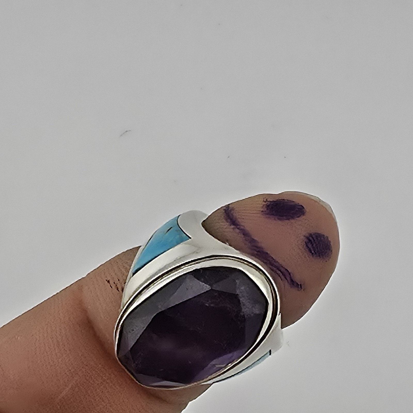Other Sterling Silver Amethyst Turquoise Ring Size 4.5 Southwest Size ONE SIZE - 1 Thumbnail