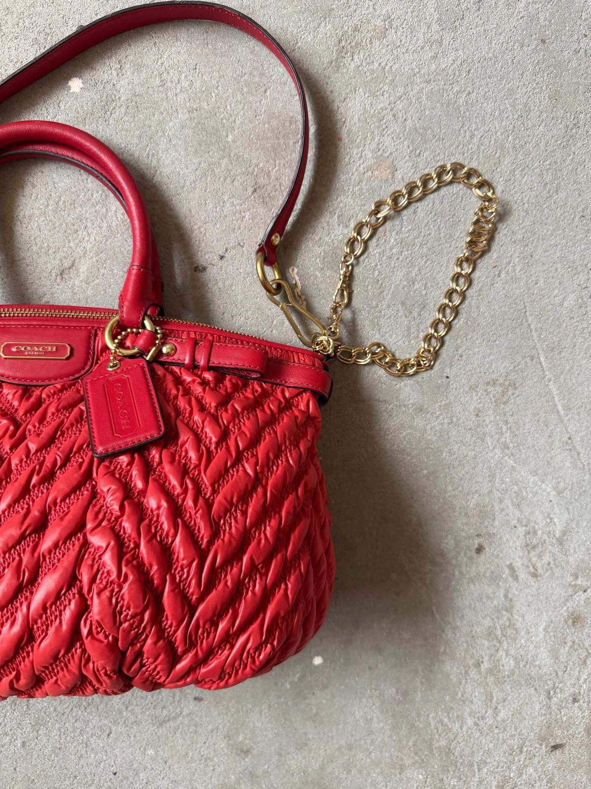 Coach Coach 2Way 70th Anniversary Quilted Nylon Shoulder Bag Red Size ONE SIZE - 4 Thumbnail