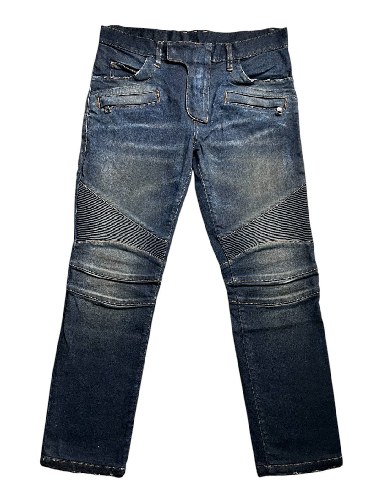 Balmain Balmain Biker Denim Darkwash Size US 29 - 1 Thumbnail