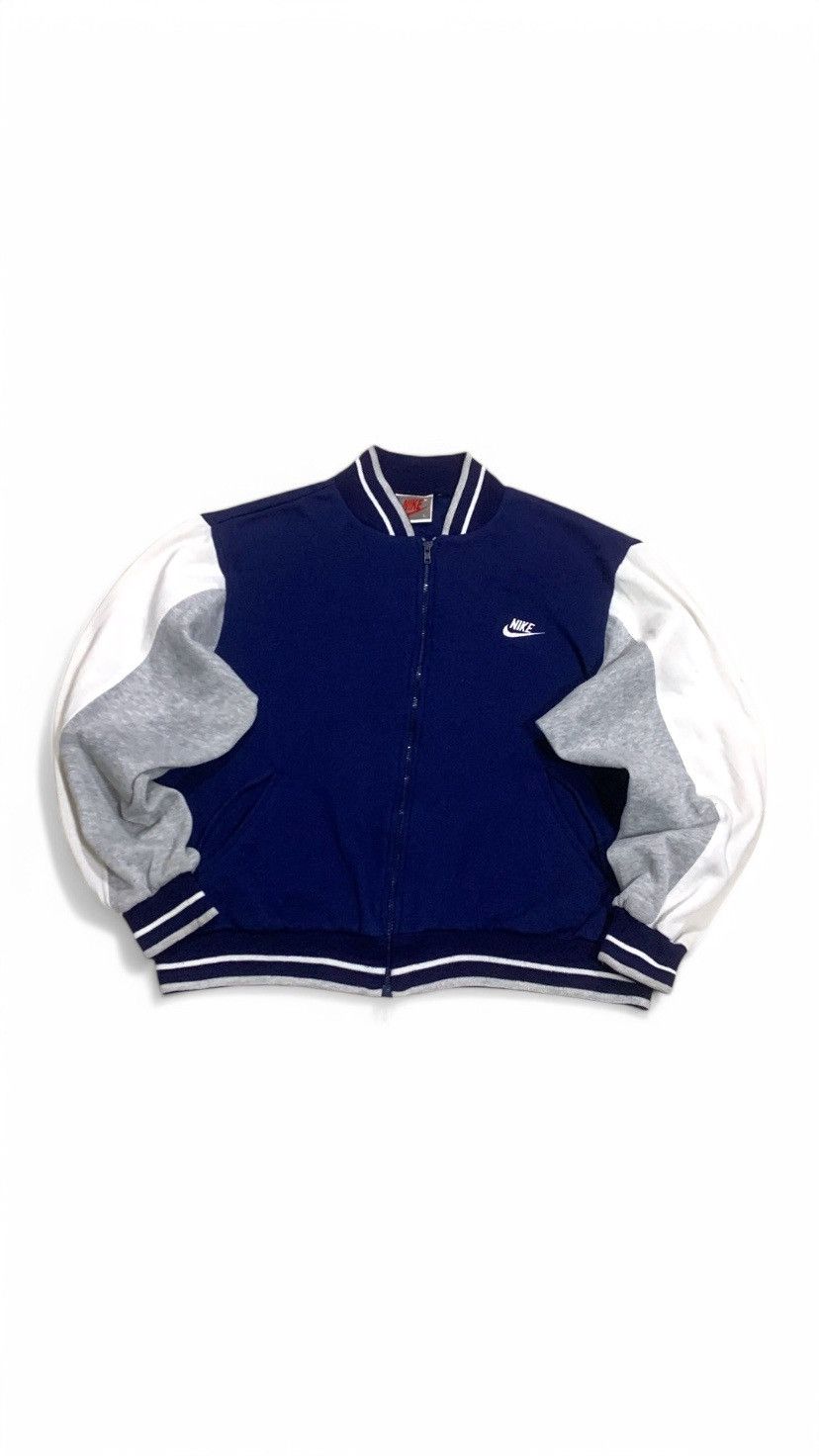 Nike × Vintage Vintage 90s Nike Bomber Varsity Jacket Zip Up Size US L / EU 52-54 / 3 - 2 Thumbnail