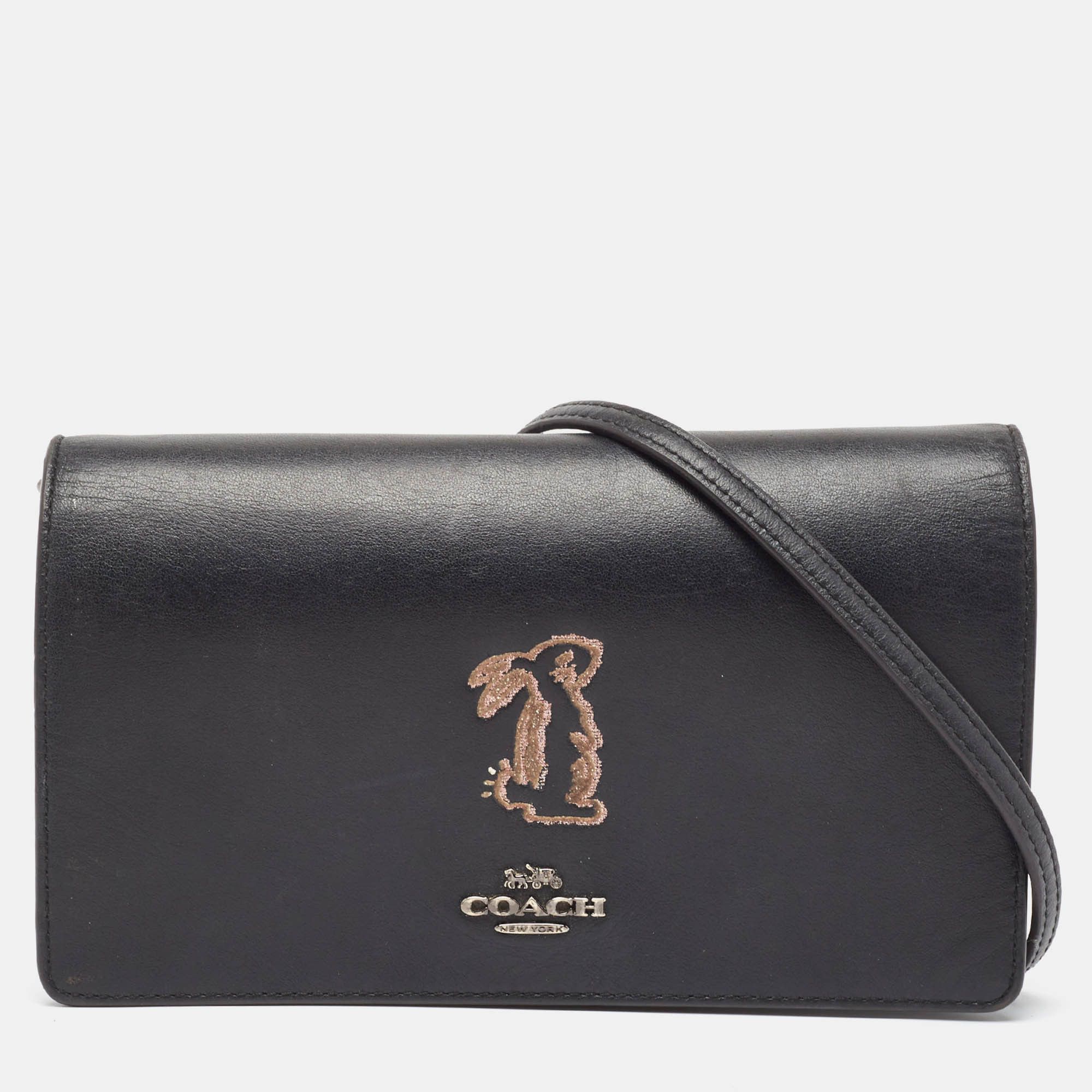 image of Coach X Selena Black Leather Hayden Crossbody Bag, Women's