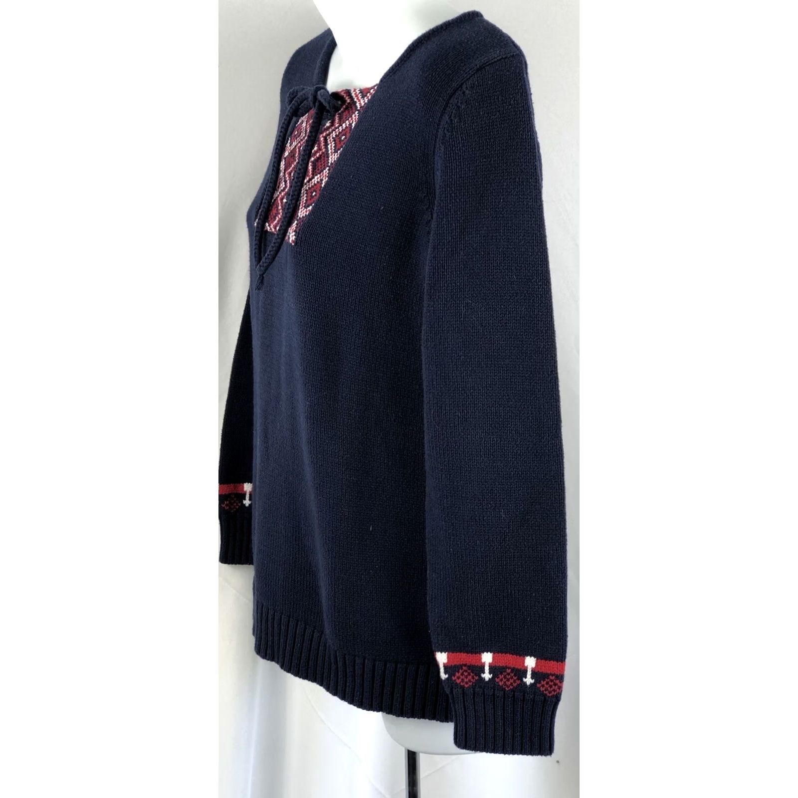 Vintage Vintage Chadwicks Aztec Knit Sweater M Women Long Sleeve Round Neck Cotton Blend Blue XS? Styled? Size M / US 6-8 / IT 42-44 - 2 Thumbnail
