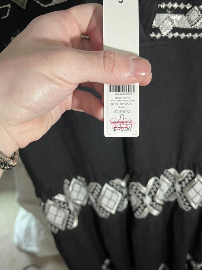 Chicos Chico's Black Maxi Dress with Embroidery Size XS / US 0-2 / IT 36-38 - 3 Thumbnail