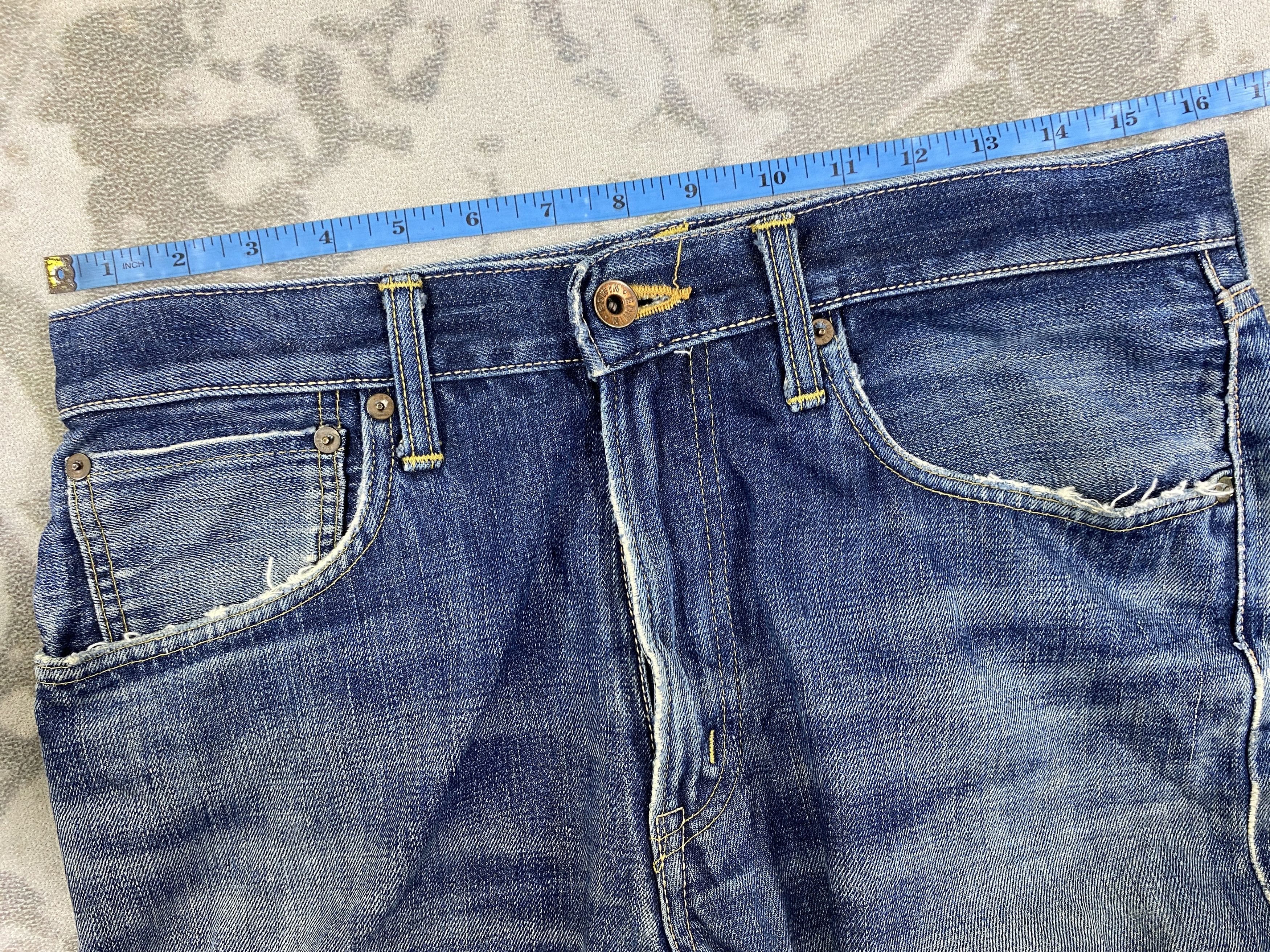 Edwin EDWIN 505ZX SELVEDGE FADED DISTRESSED DENIM 32x29- JN3865 Size US 32 / EU 48 - 5 Thumbnail