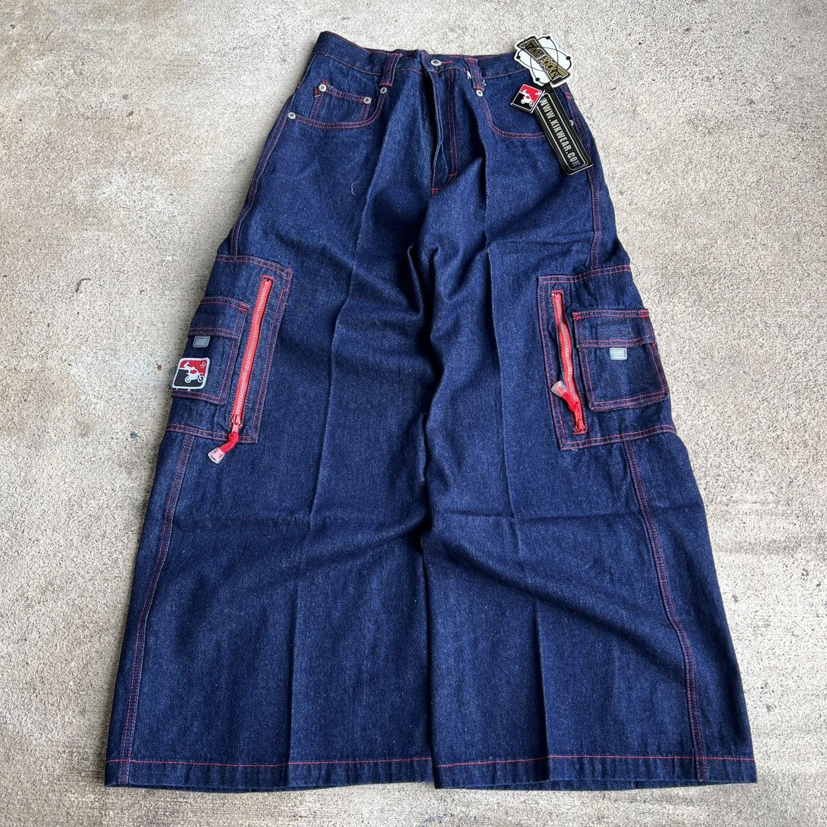 image of Jnco x Tripp NYC Vintage Y2K Kikwear Super Baggy Cargo Jeans NWT in Navy, Men's (Size 30)