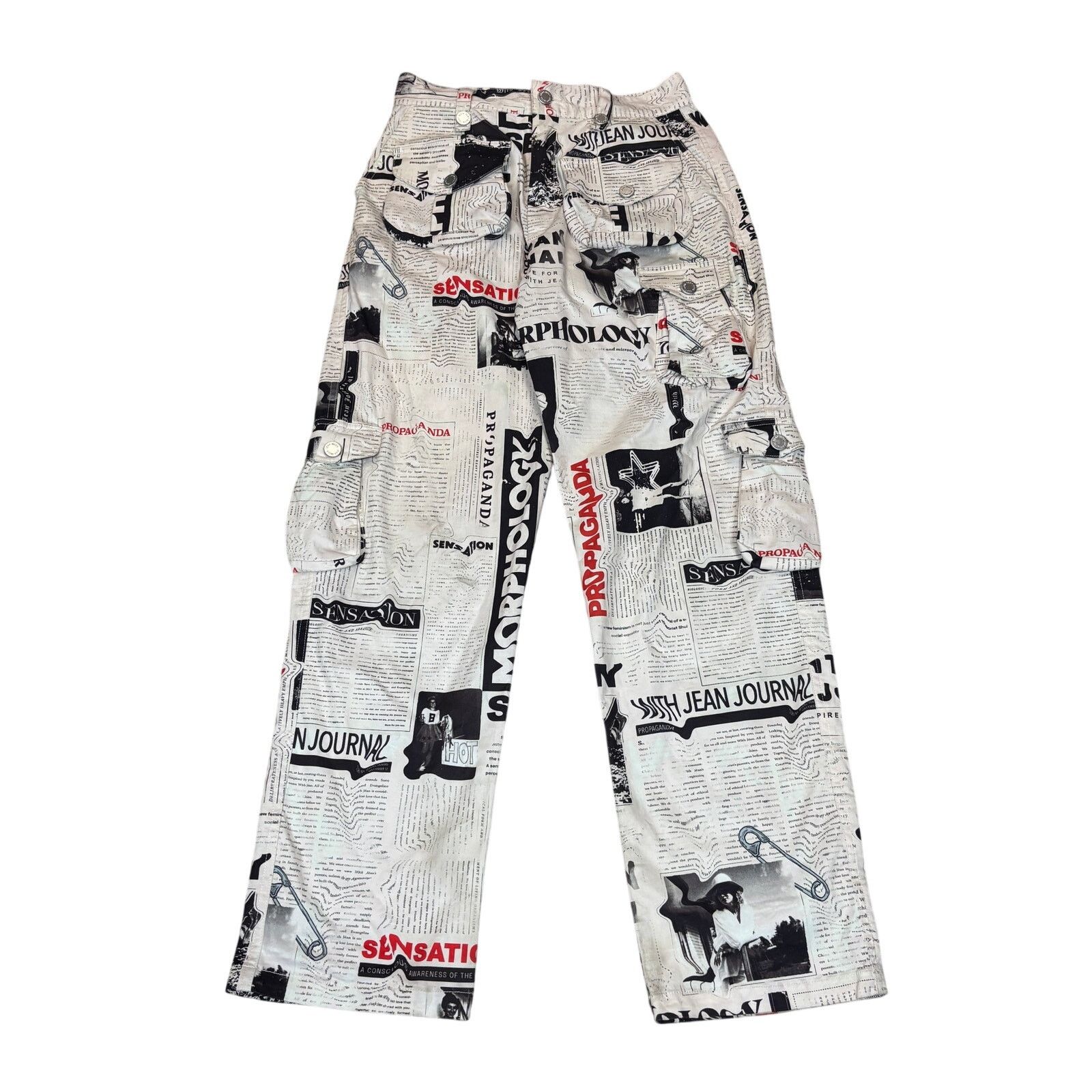 Other With Jean Tommy Newspaper Print Cargo Pants Women's XS Y2K Size 28" / US 6 / IT 42 - 1 Thumbnail