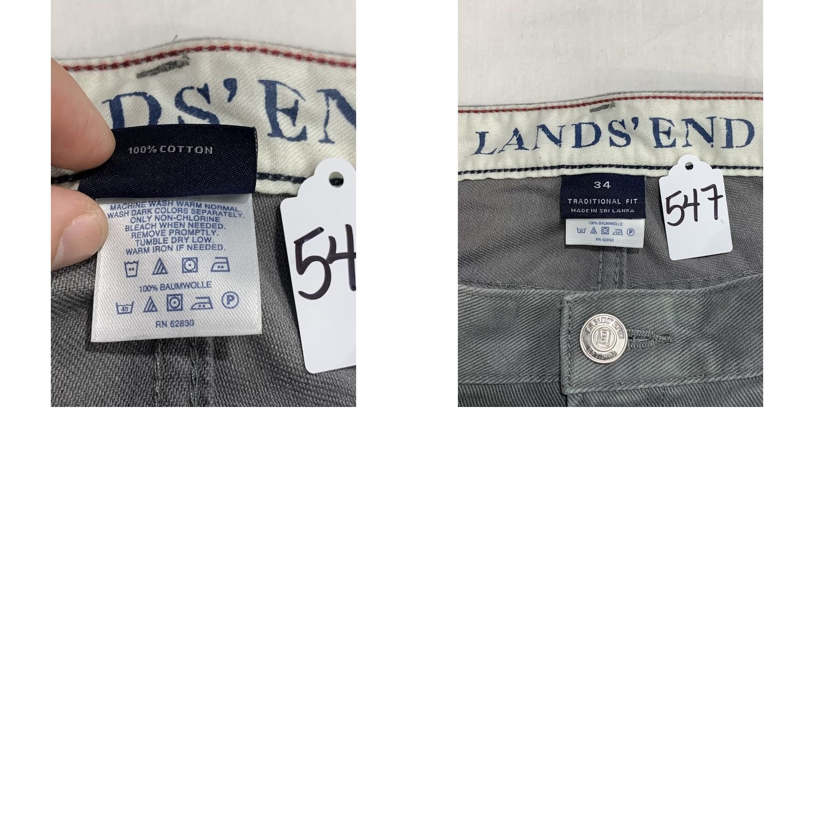 Lands' End Lands' End Men's Traditional Fit Jeans Rinse 34 Belt Loops 5-Pocket Denim 33in Inseam Straight Classic Core Color Gray Size US 34 / EU 50 - 8 Thumbnail