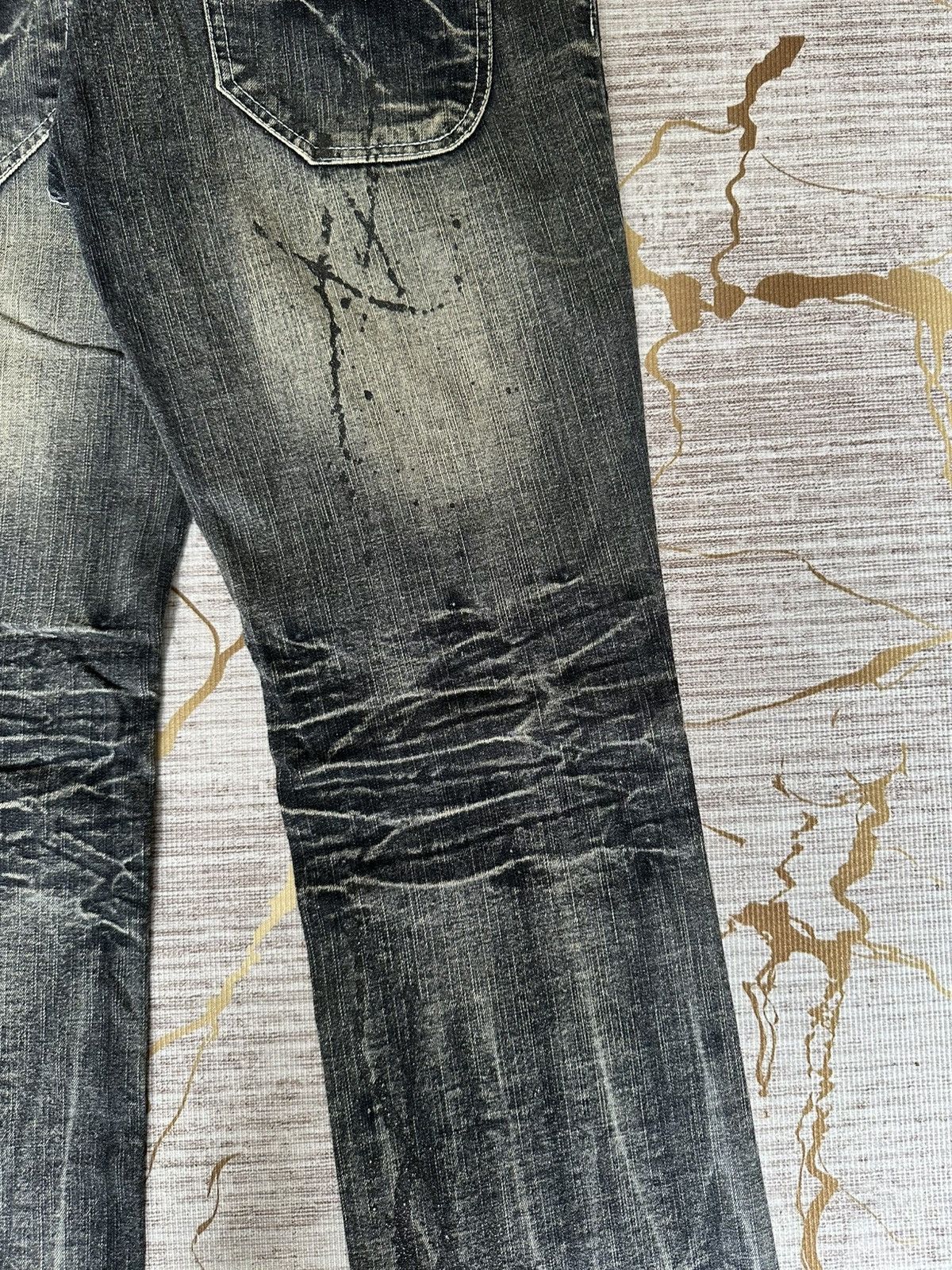 Tornado Mart FLARE Black Barcara Distressed Claw Marks Design Denim Size US 32 / EU 48 - 17 Thumbnail