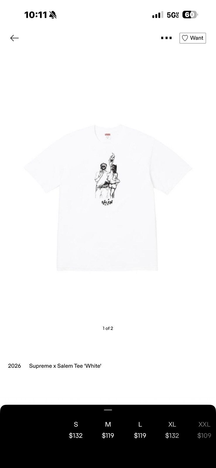 S4LEM × Supreme Supreme Salem Tee Size US M / EU 48-50 / 2 - 1 Preview