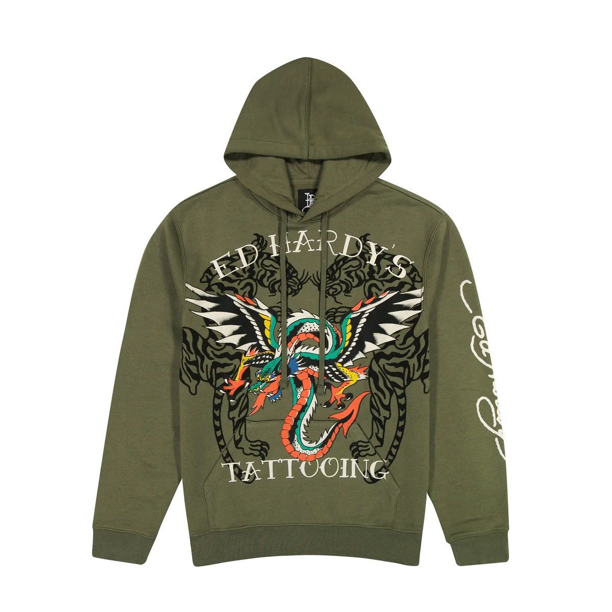 Ed Hardy Ed Hardy Dragon Wings Olive Hoodie Size US M / EU 48-50 / 2 - 1 Thumbnail