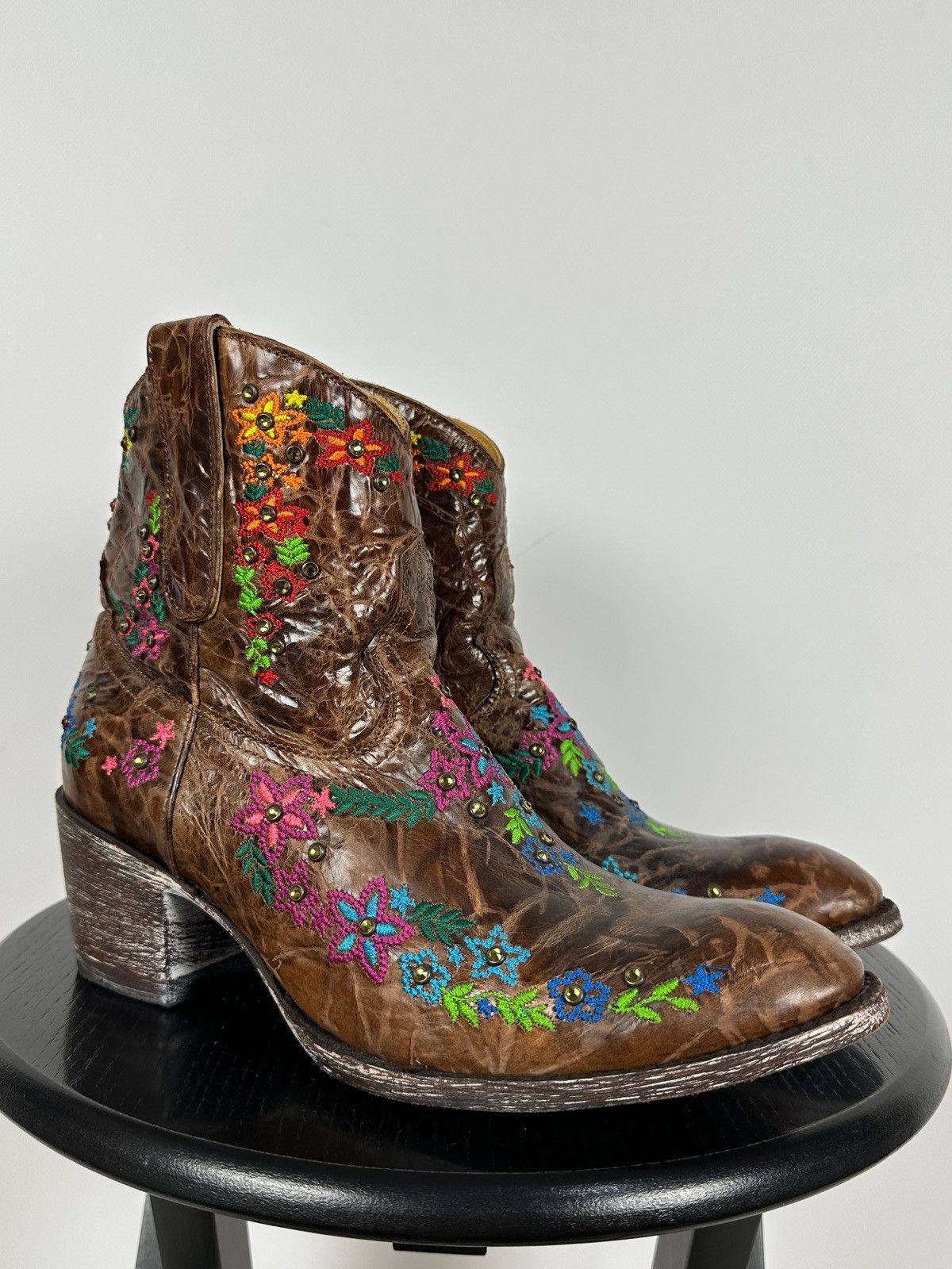 Old Gringo Mexicana Old Gringo Sora Leather Cowboy Floral Ankle Boots Size US 9.5 / IT 39.5 - 8 Thumbnail