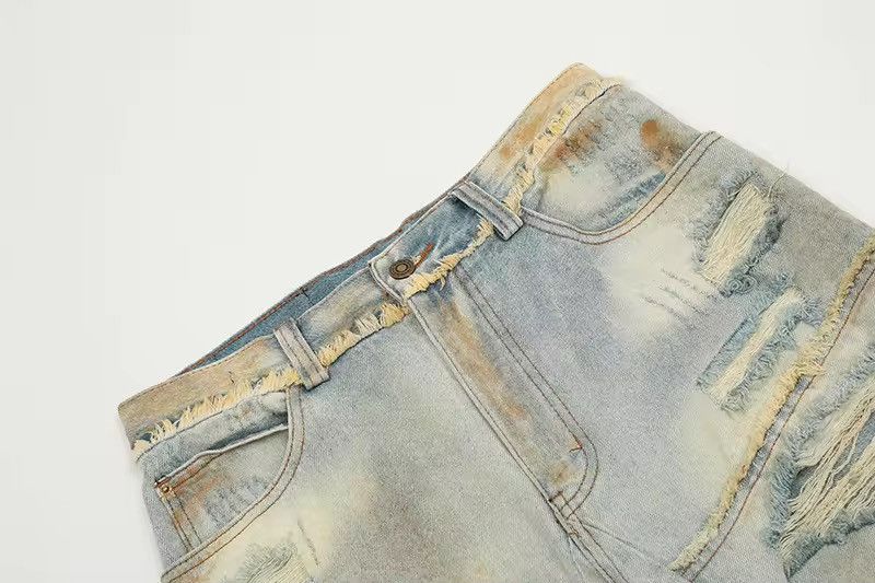 Jean × Vintage Streetwear Washed Hole Ripped Y2k Jeans Size US 34 / EU 50 - 4 Thumbnail