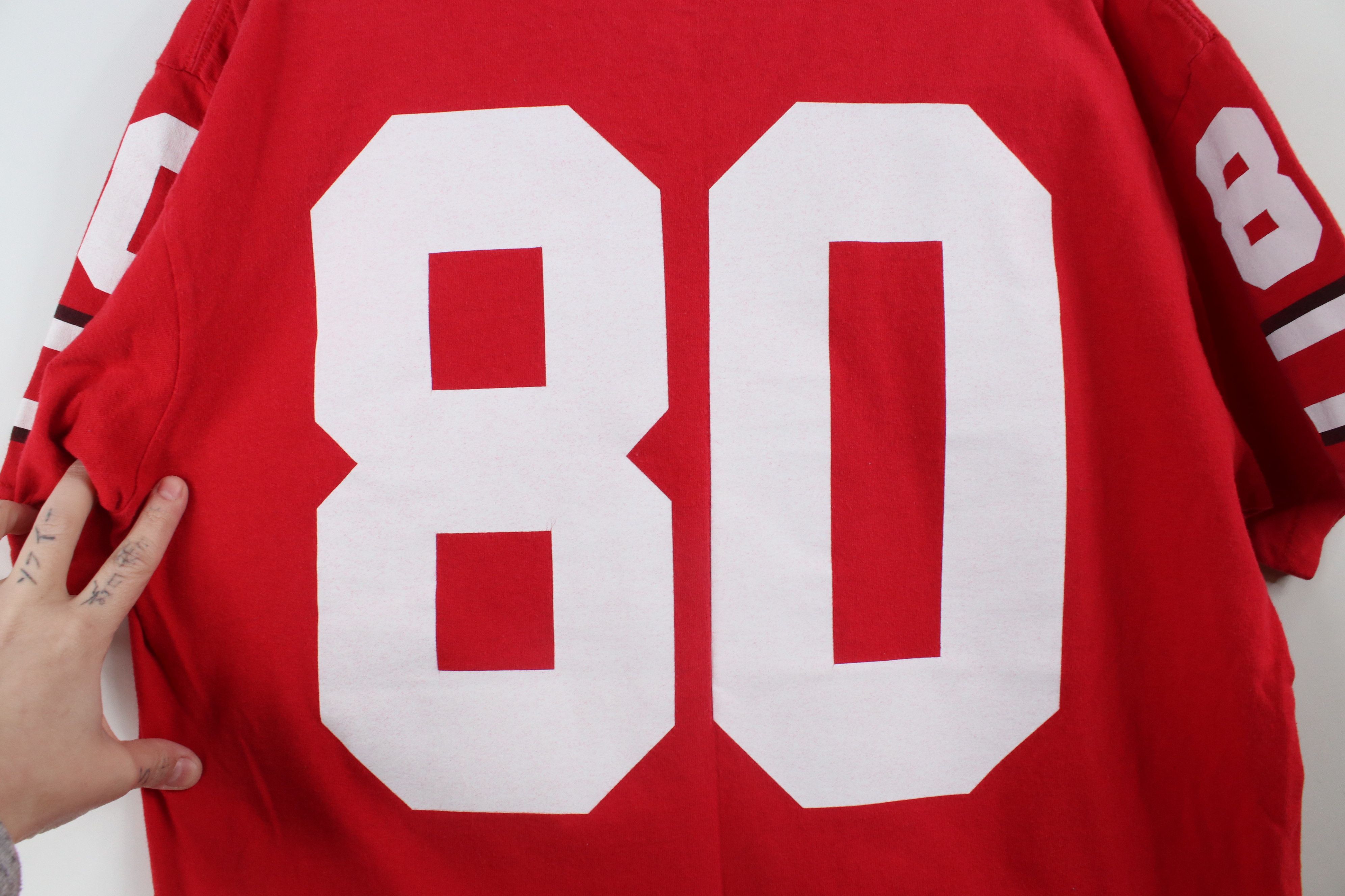 Nike × Vintage Vintage Nike University Football Jersey T-Shirt Red #80 Size US S / EU 44-46 / 1 - 10 Thumbnail