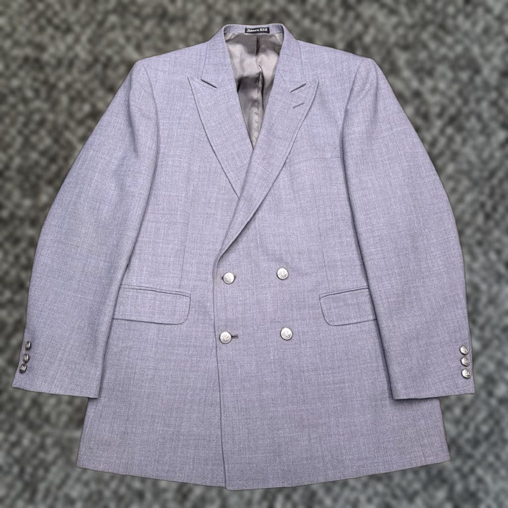 Stafford VINTAGE Stafford Double Breasted Blazer 42 Long Gray Wool Sport Coat Size 42R - 1 Thumbnail