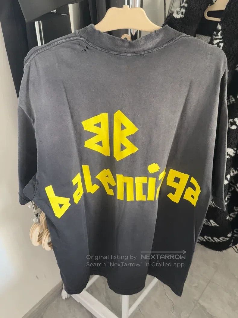 Balenciaga Balenciaga Distressed Gradiant T-Shirt Graphite Grey Size US XS / EU 42 / 0 - 5 Thumbnail