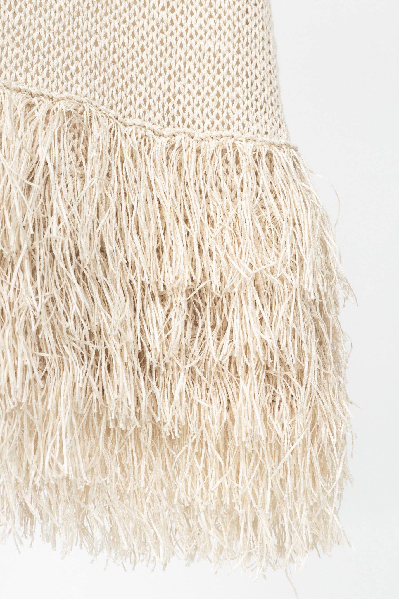 Brunello Cucinelli Brunello Cucinelli Oatmeal Cotton-Knit Fringe-Hem Dress Size S / US 4 / IT 40 - 7 Thumbnail