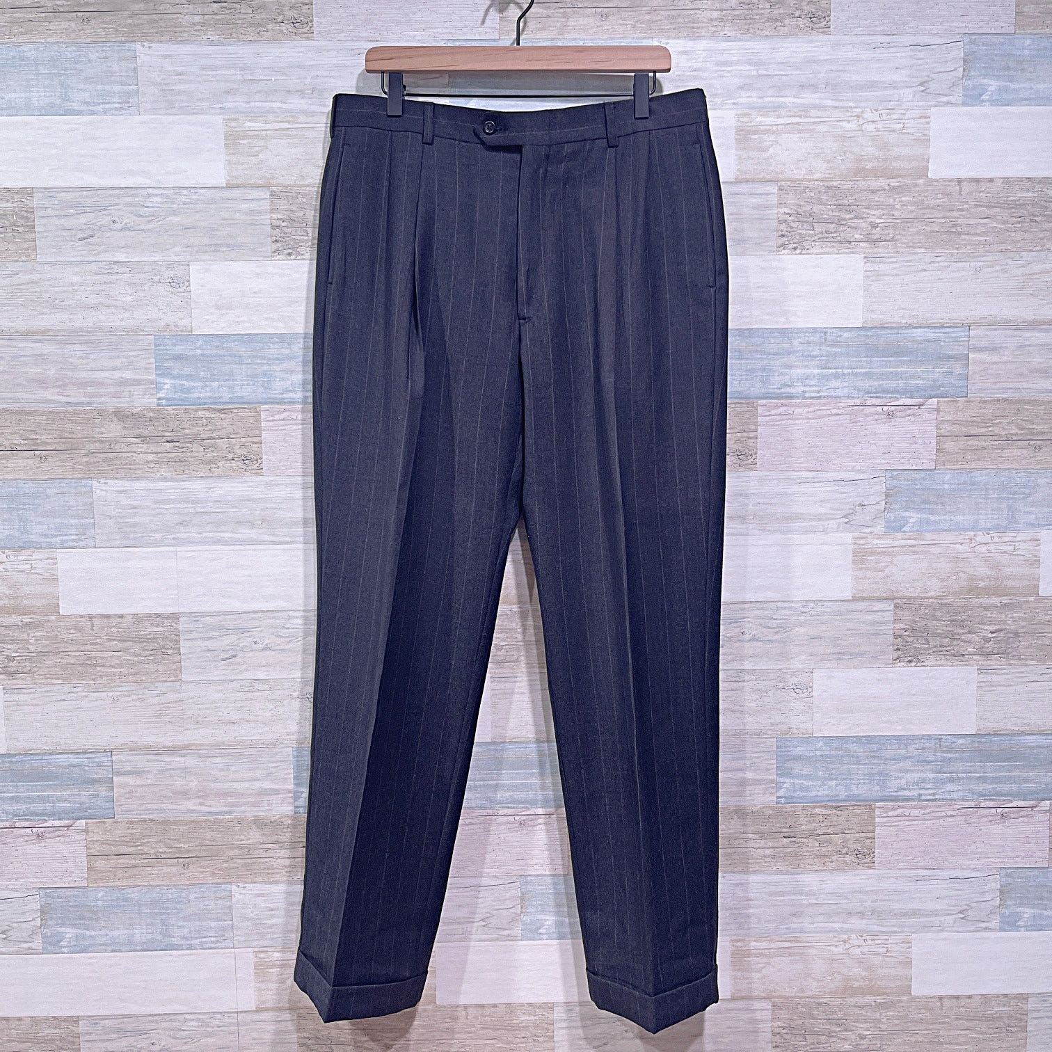 Jos. A. Bank Jos A Bank Flannel Striped Suit Gray Vintage USA Made 42L 36 Size 42L - 7 Thumbnail