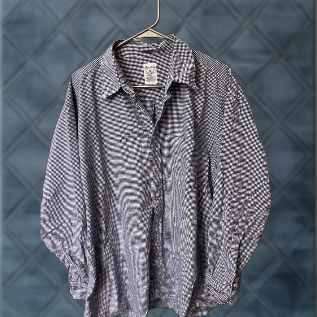 Brooks Brothers VINTAGE Brooks Brothers Relaxed Fit Shirt Mens Blue White Gingham Plaid Check XL Dress Shirt Size US XL / EU 56 / 4 - 1 Thumbnail
