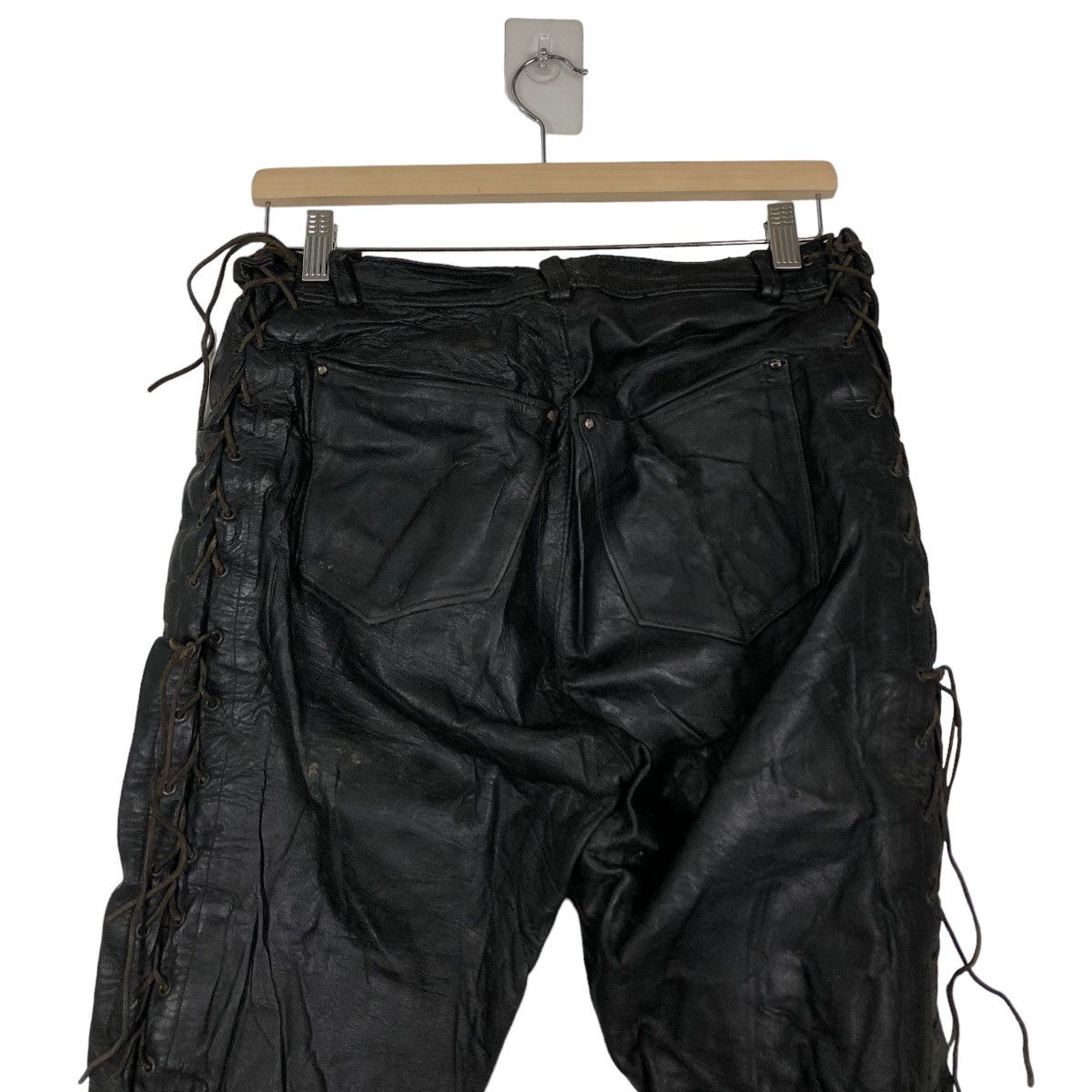 Genuine Leather 🔥Rare Bondage Parachute Design Genuine Leather Pants Racing Size US 28 / EU 44 - 6 Thumbnail