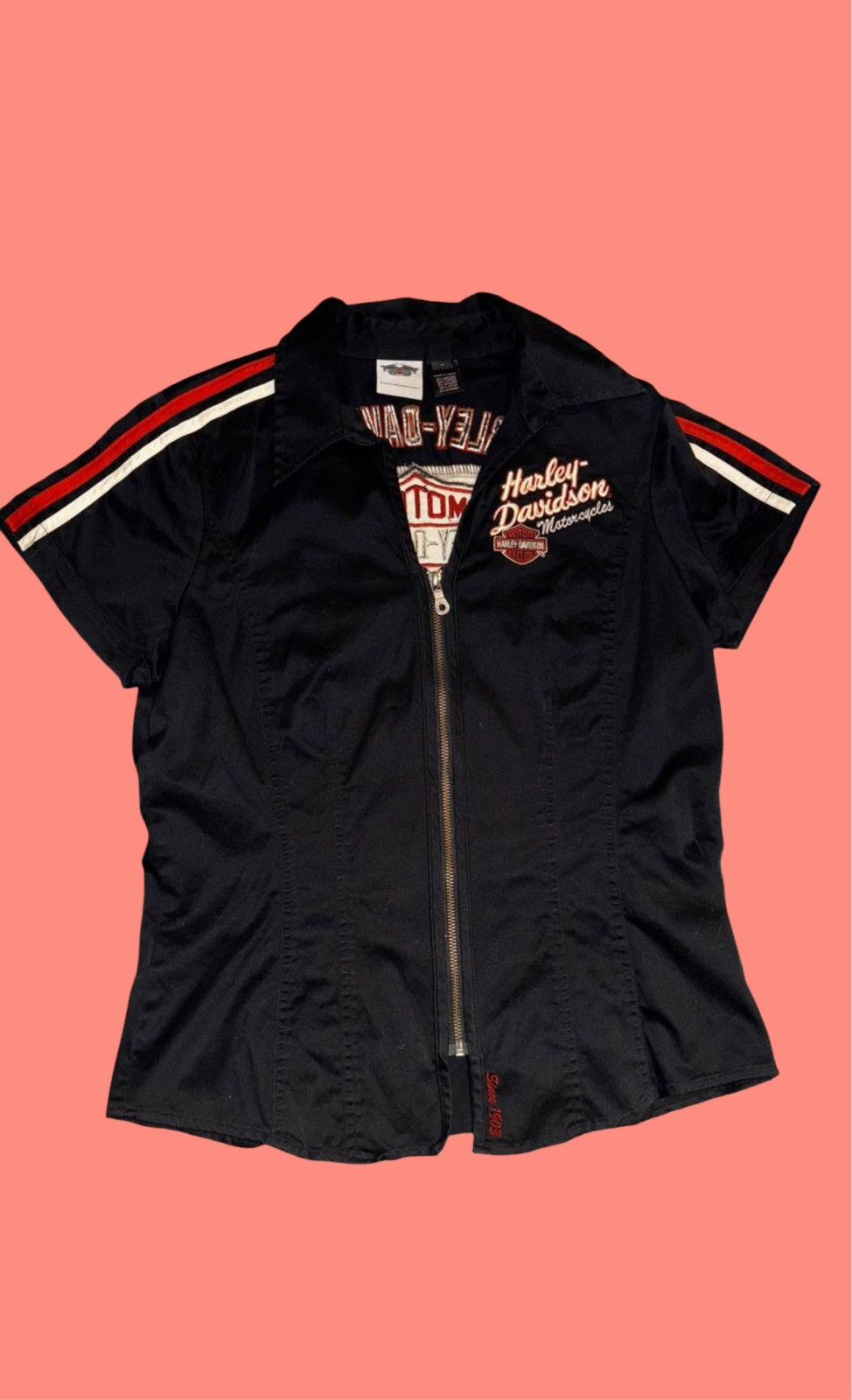 Harley Davidson Zip up mechanic style Harley Davidson t shirt Size XS / US 0-2 / IT 36-38 - 1 Thumbnail