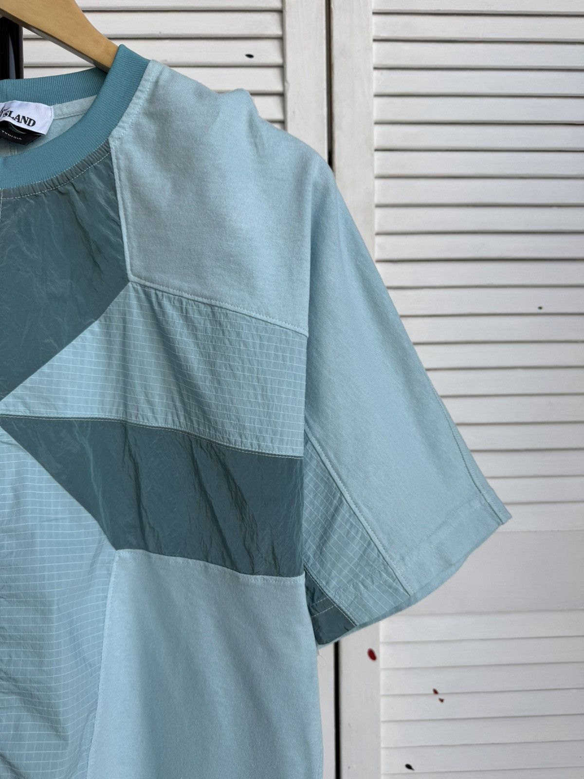 Stone Island Stone Island Nylon Metal Compass Big Logo Aqua Tee Shirt Size US S / EU 44-46 / 1 - 6 Thumbnail