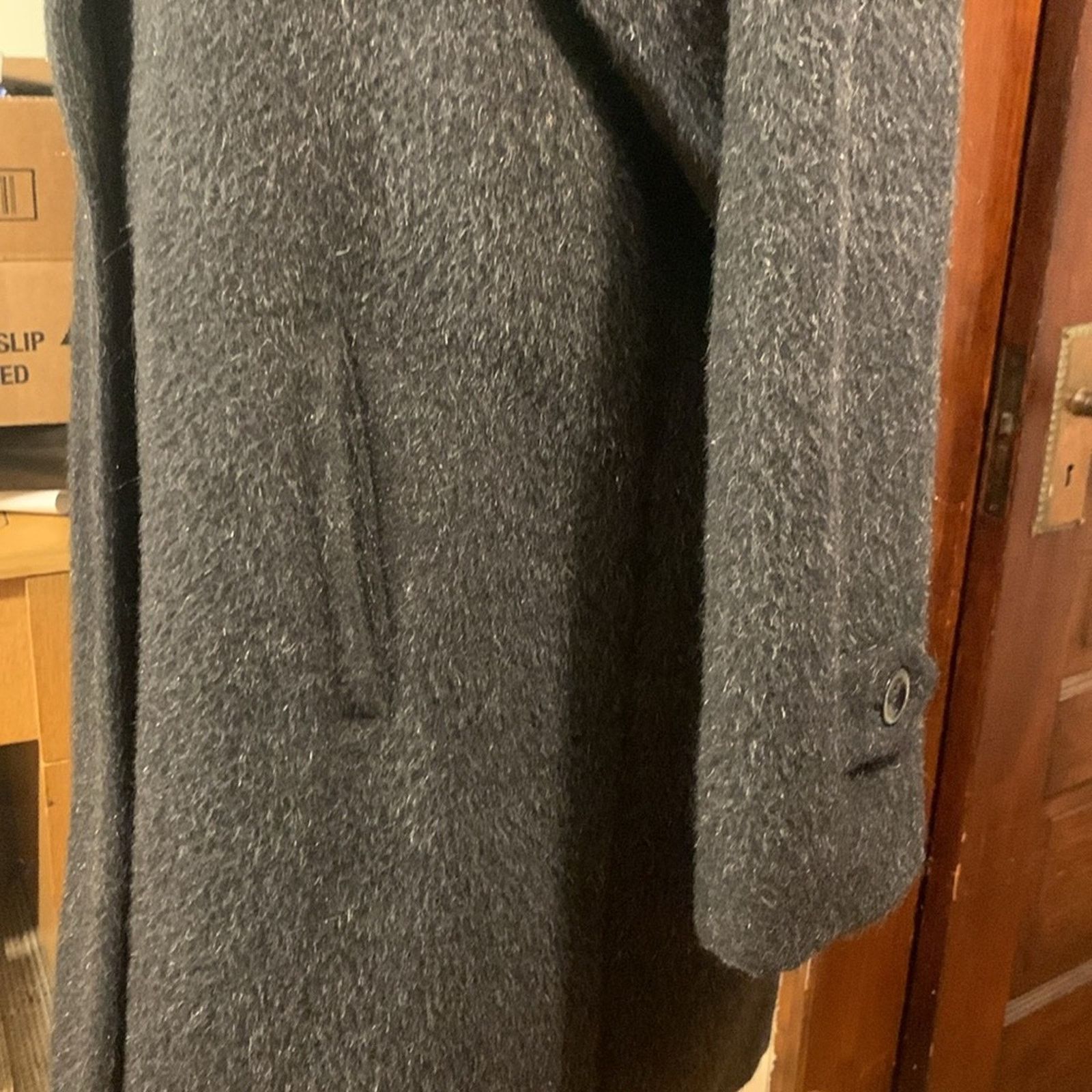 Vintage 90’s Larry Levine gray wool alpaca and mohair overcoat Size L / US 10 / IT 46 - 6 Thumbnail