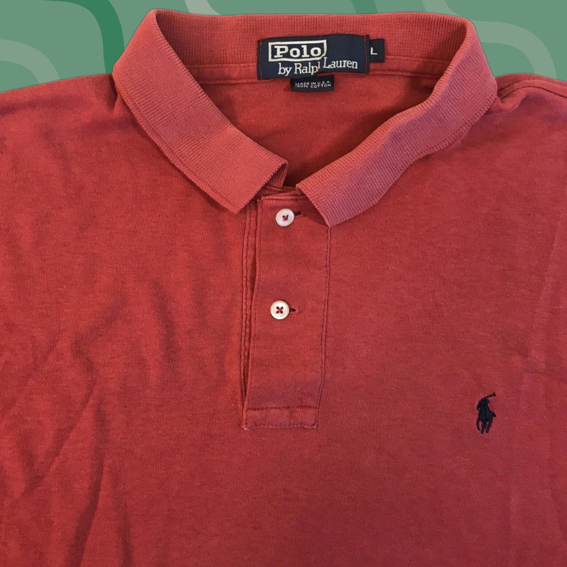 Ralph Lauren VINTAGE Polo Ralph Lauren Polo Shirt Mens Large Red Cotton Knit Logo Embroidered 90s Sports Button Collar Polo Shirt Mens Size US L / EU 52-54 / 3 - 1 Thumbnail