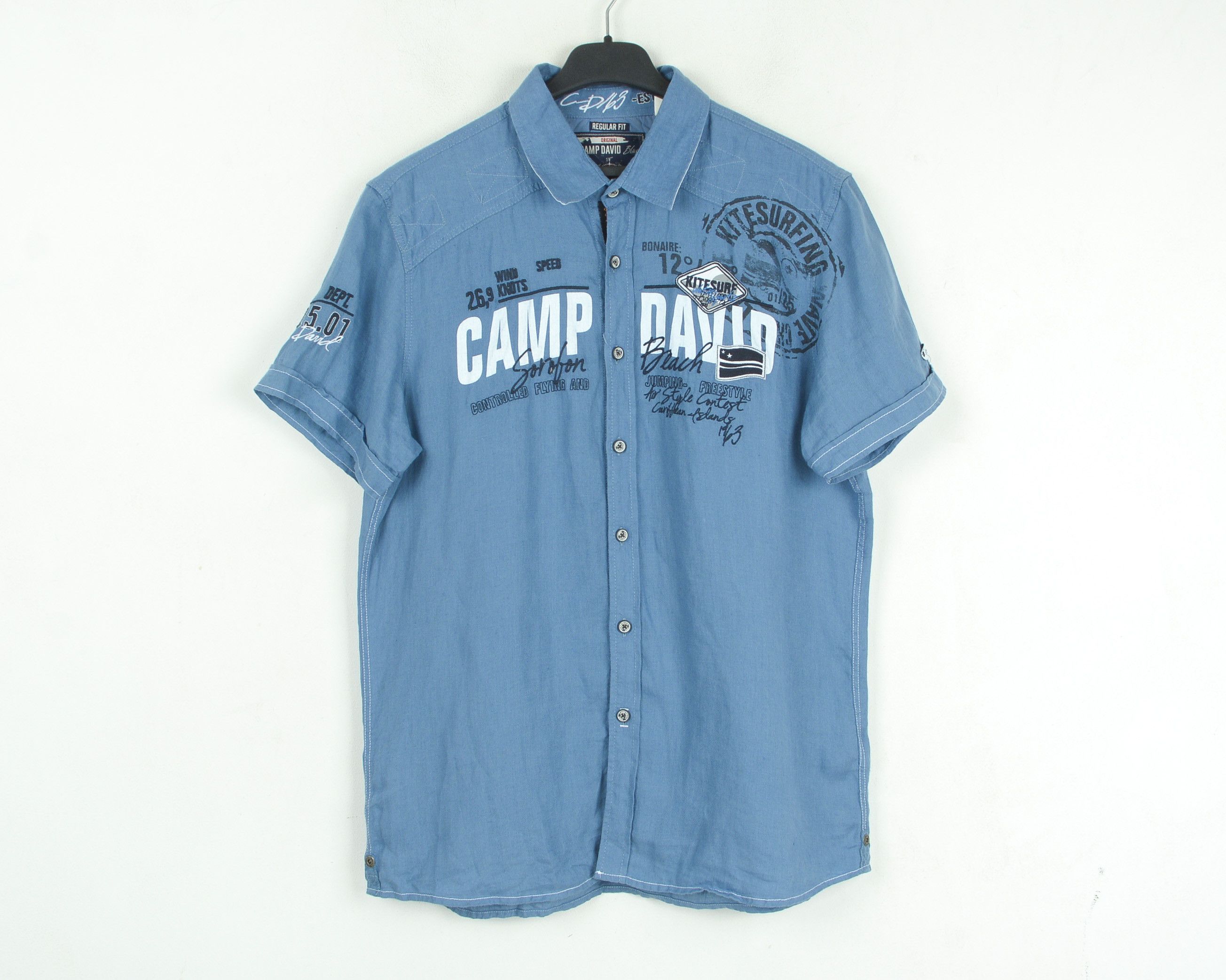 Camp David Linen Reg Fit M Shirt Short Sleeve Casual Embroidery Formal Size US M / EU 48-50 / 2 - 1 Thumbnail