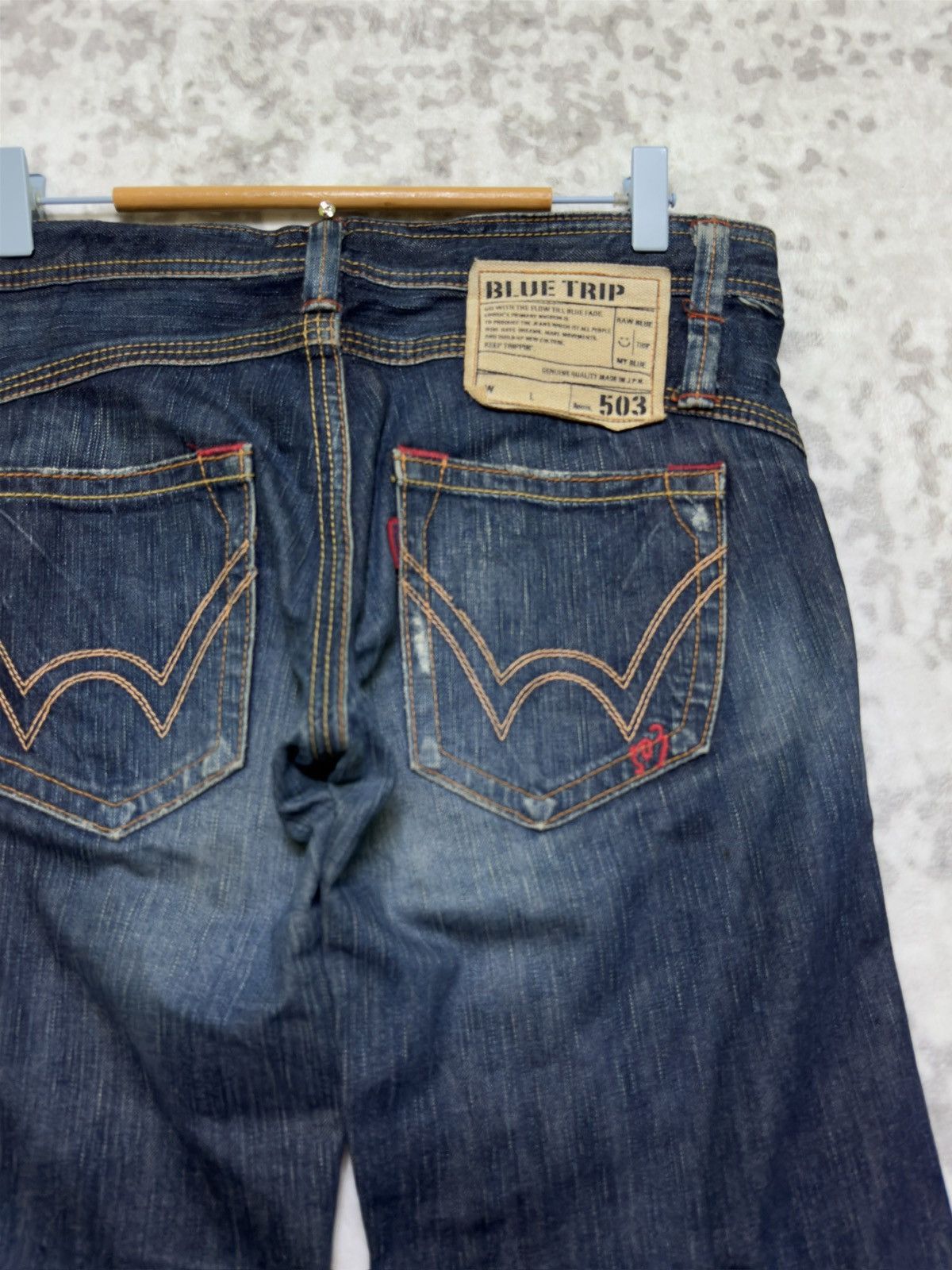 Edwin Vintage Edwin 503 Blue Trip Flared Denim Jeans Size US 31 - 9 Thumbnail