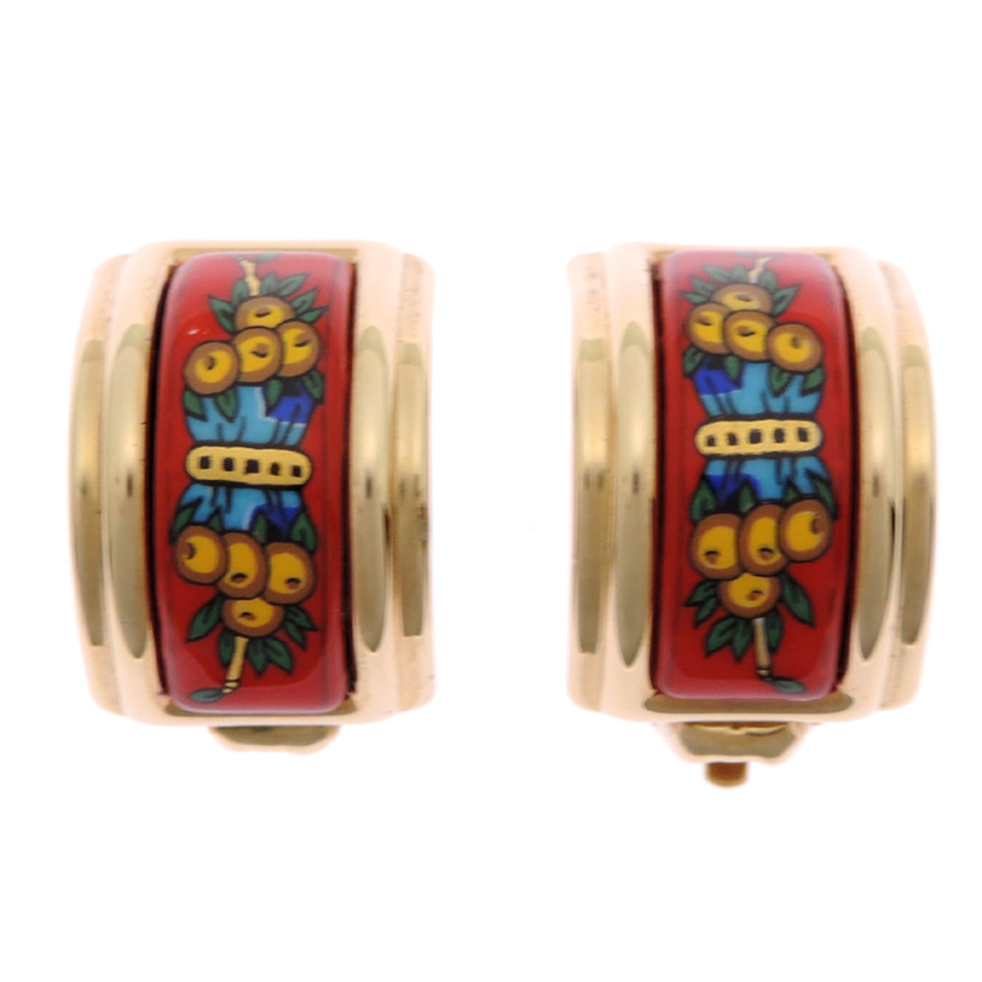 Hermes Hermes enamel earrings for women, GP, red (back strap deteriorated) Size ONE SIZE - 1 Thumbnail