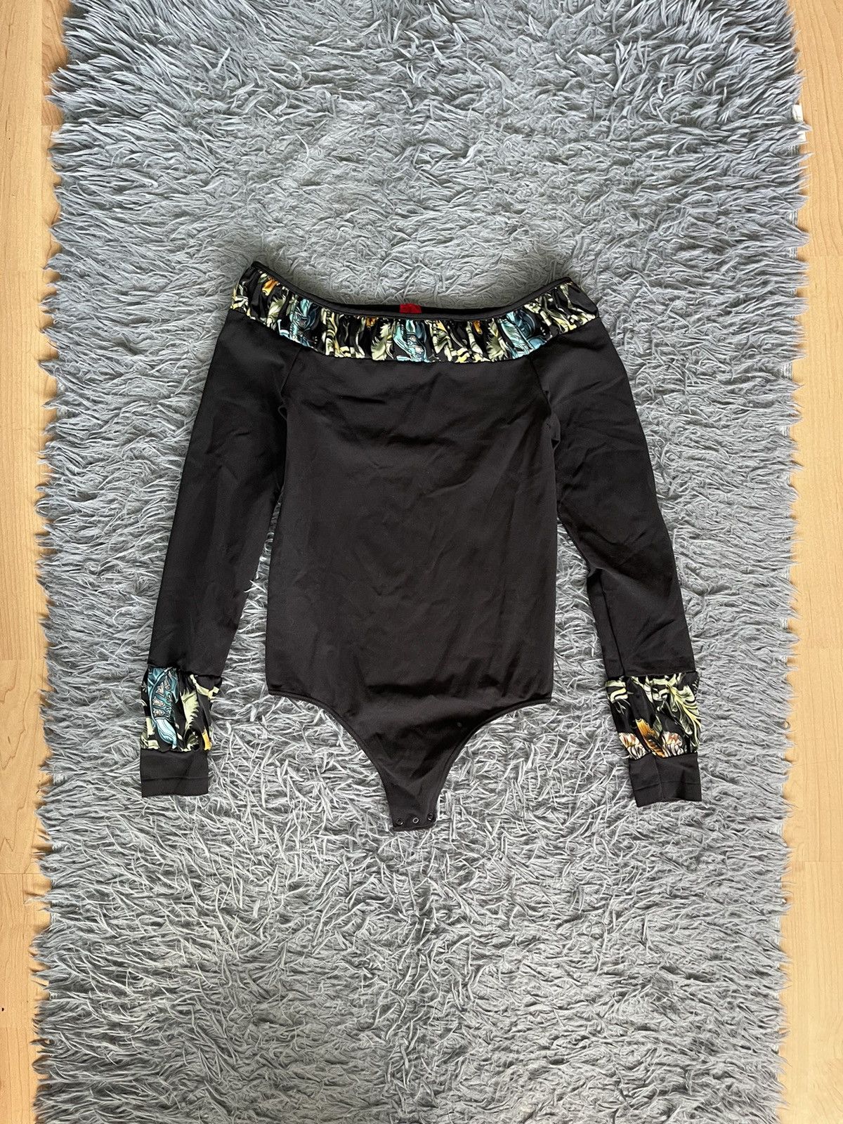 image of Wolford X Kenzo Avant Garde Limited String Bodysuit in Black, Women's (Size Medium)