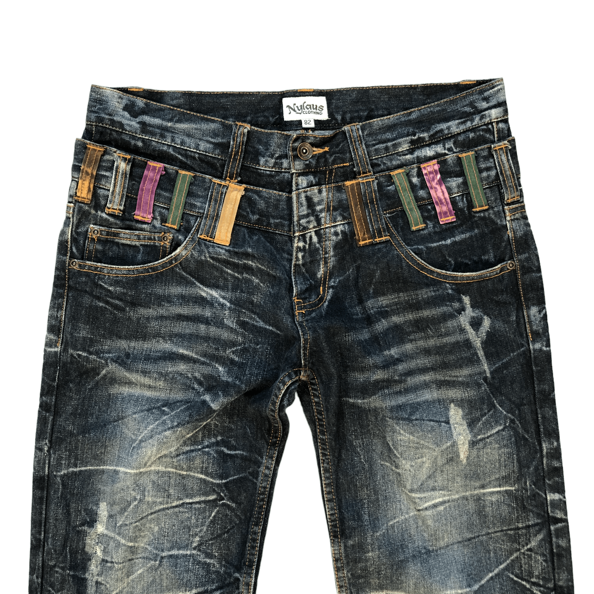 Japanese Brand NYLOUS LIMITED EDITION DOUBLE WAIST DENIM PANTS #5977-216 Size US 32 / EU 48 - 2 Thumbnail