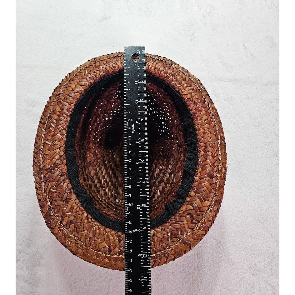 H&M H&M Mens Straw Fedora Hat Brown Woven Sun Hat Black Band Size ONE SIZE - 8 Thumbnail